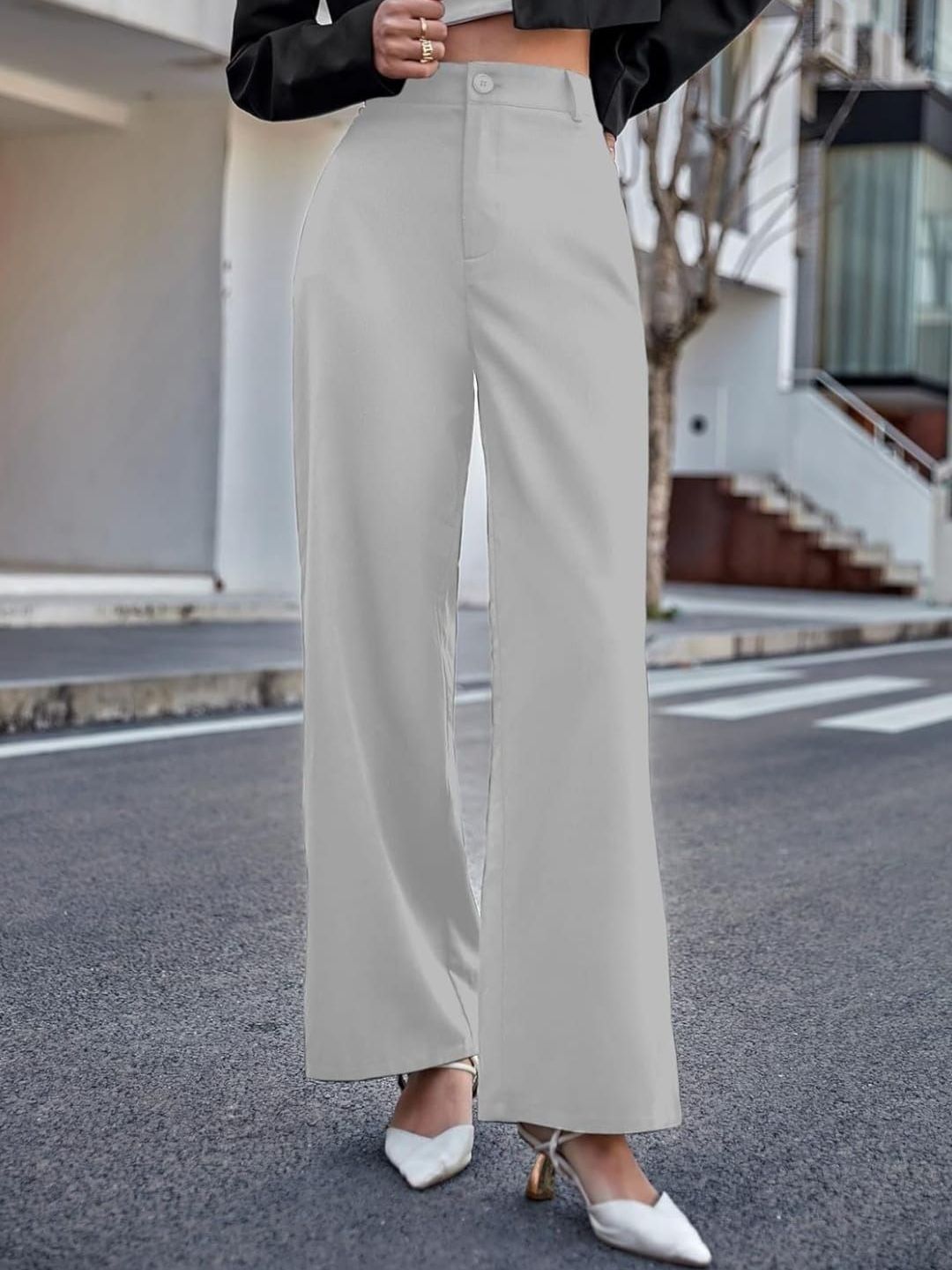 next one Women Regular Fit Grey Lycra Blend Trousers-picture-21