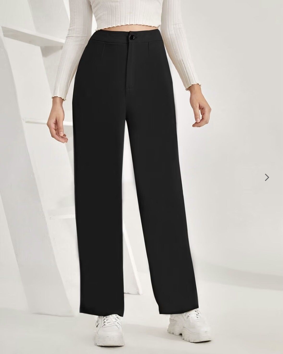 Women Straight Fit Black Lycra Blend Trousers-image-30