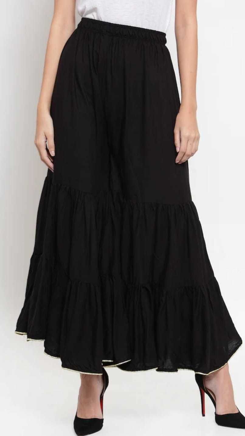 rangkriti Women Flared Black Viscose Rayon Trousers-picture-16