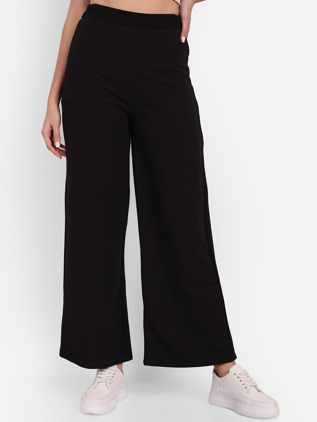 broadstar Women Loose Fit Black Lycra Blend Trousers-picture-49