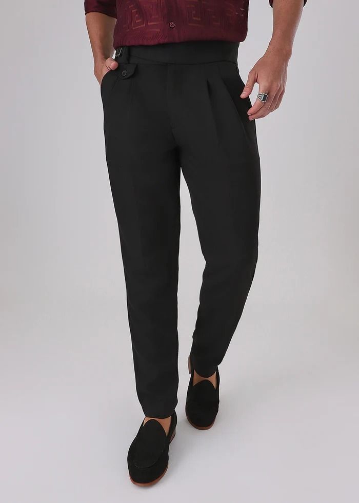 skenjel Men Regular Fit Black Polyester Trousers-picture-15