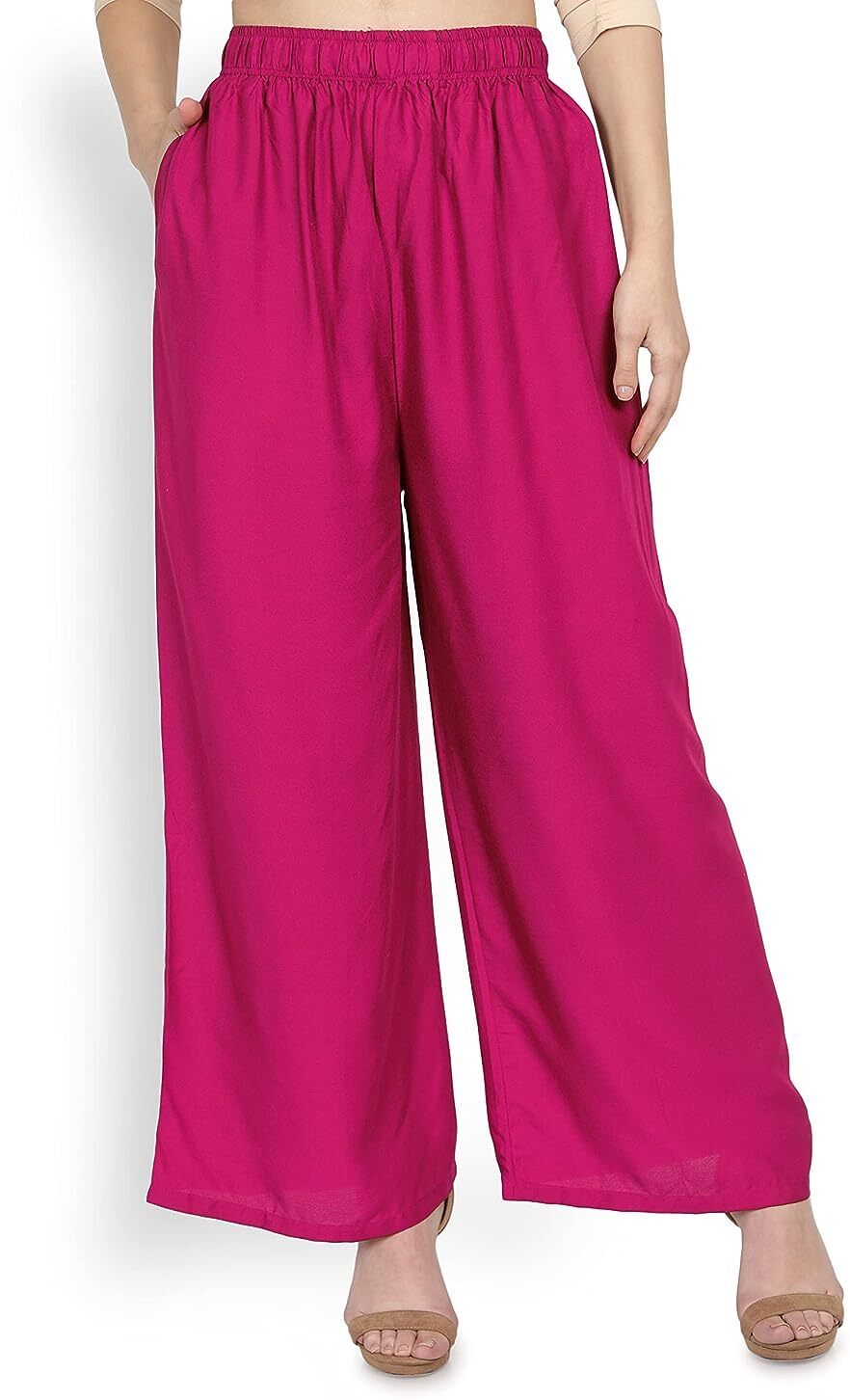 the purple arrow Women Regular Fit Pink Viscose Rayon Trousers-picture-12