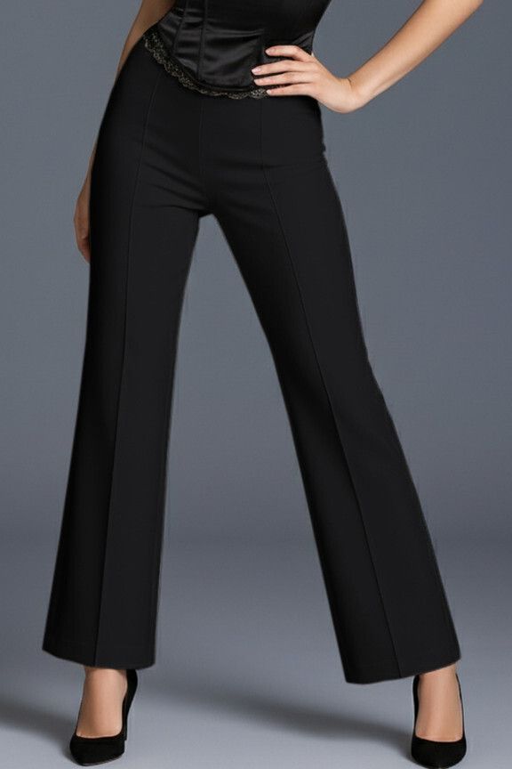 gheiebvdo Women Flared Black Viscose Rayon Trousers-picture-18