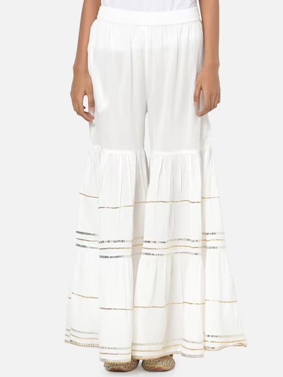 moda rapido Women Flared White Viscose Rayon Trousers-picture-11
