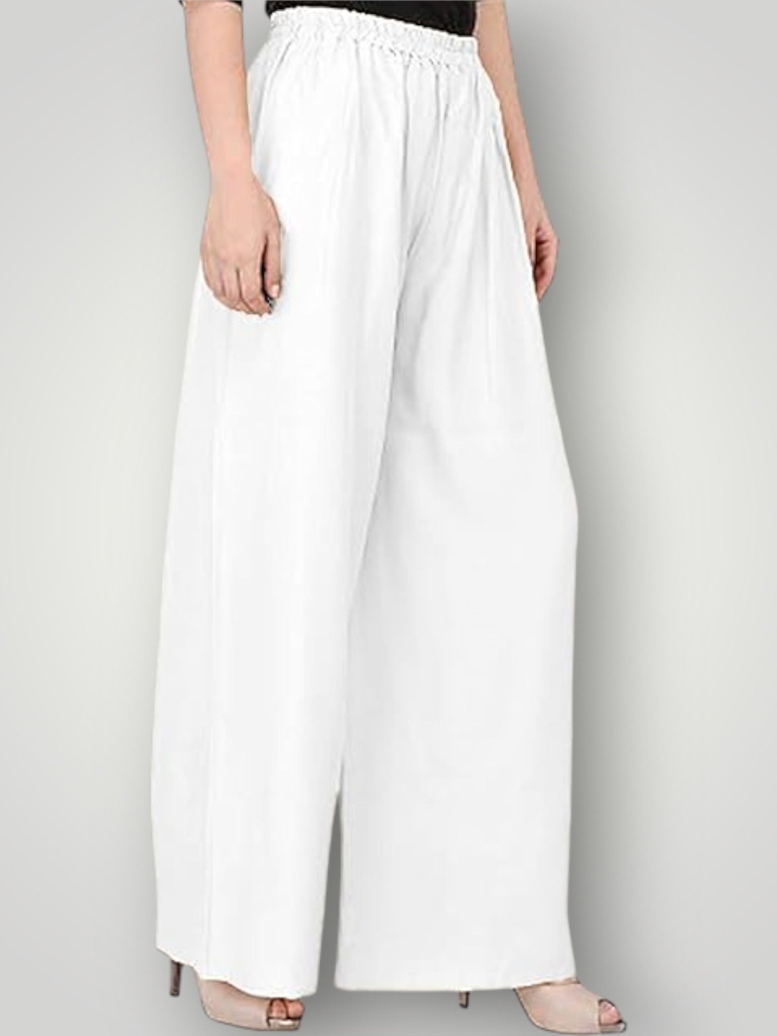 acd Women Comfort Fit White Viscose Rayon Trousers-picture-33