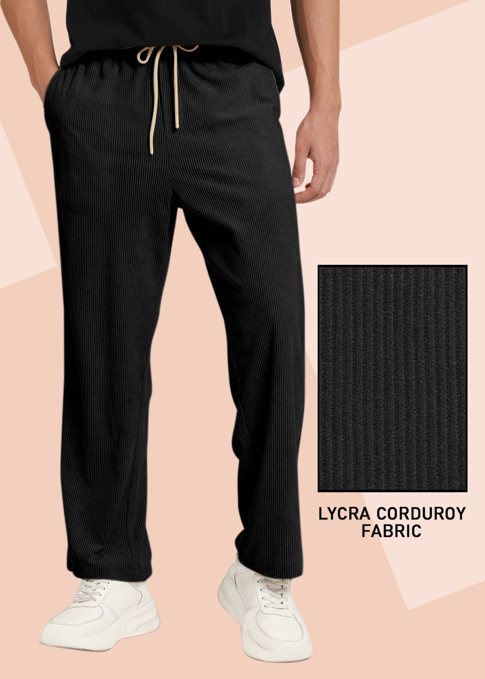indiclub Men Relaxed Black Corduroy Trousers-picture-19