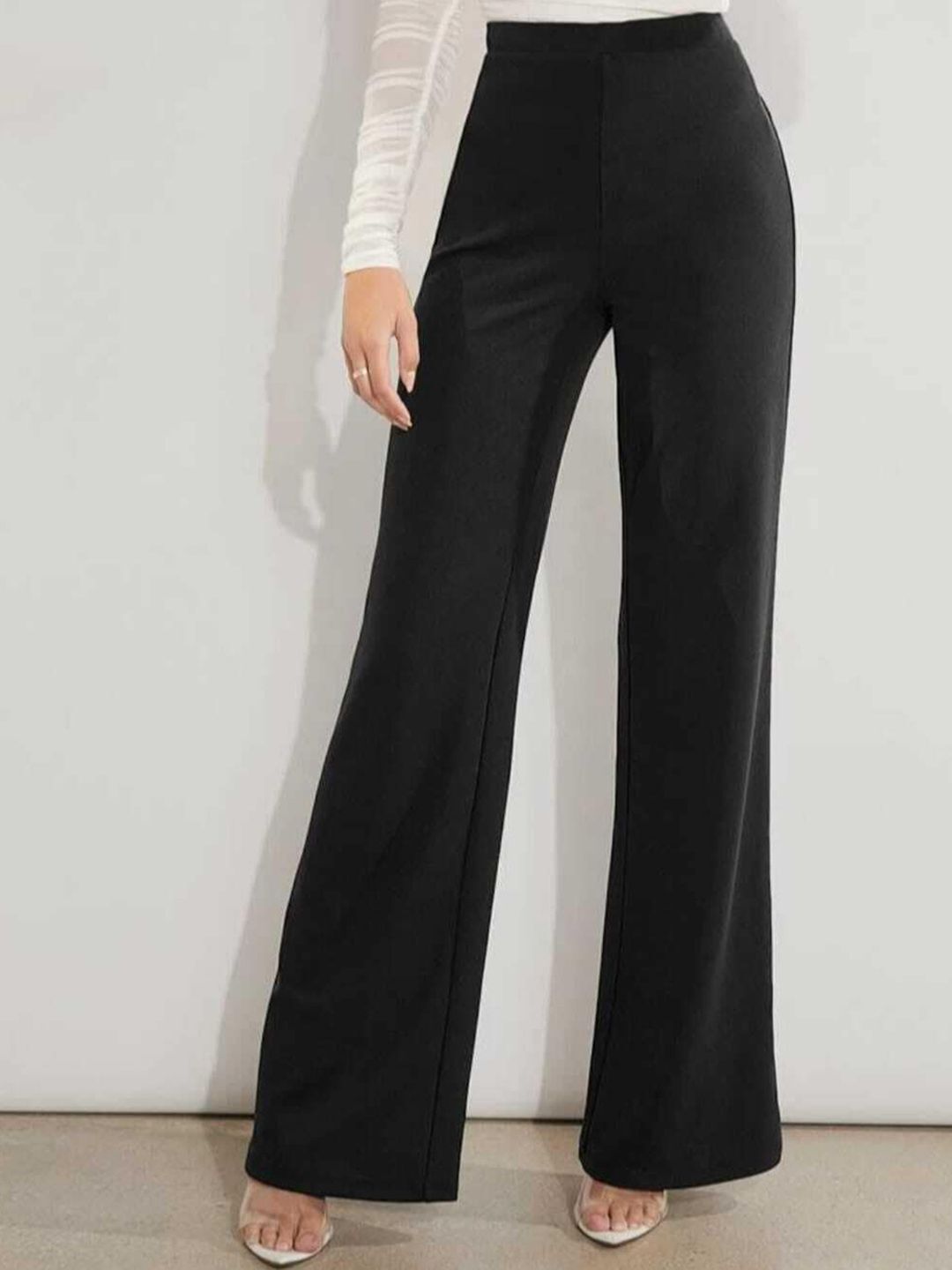 broadstar Women Straight Fit Black Lycra Blend Trousers-picture-23