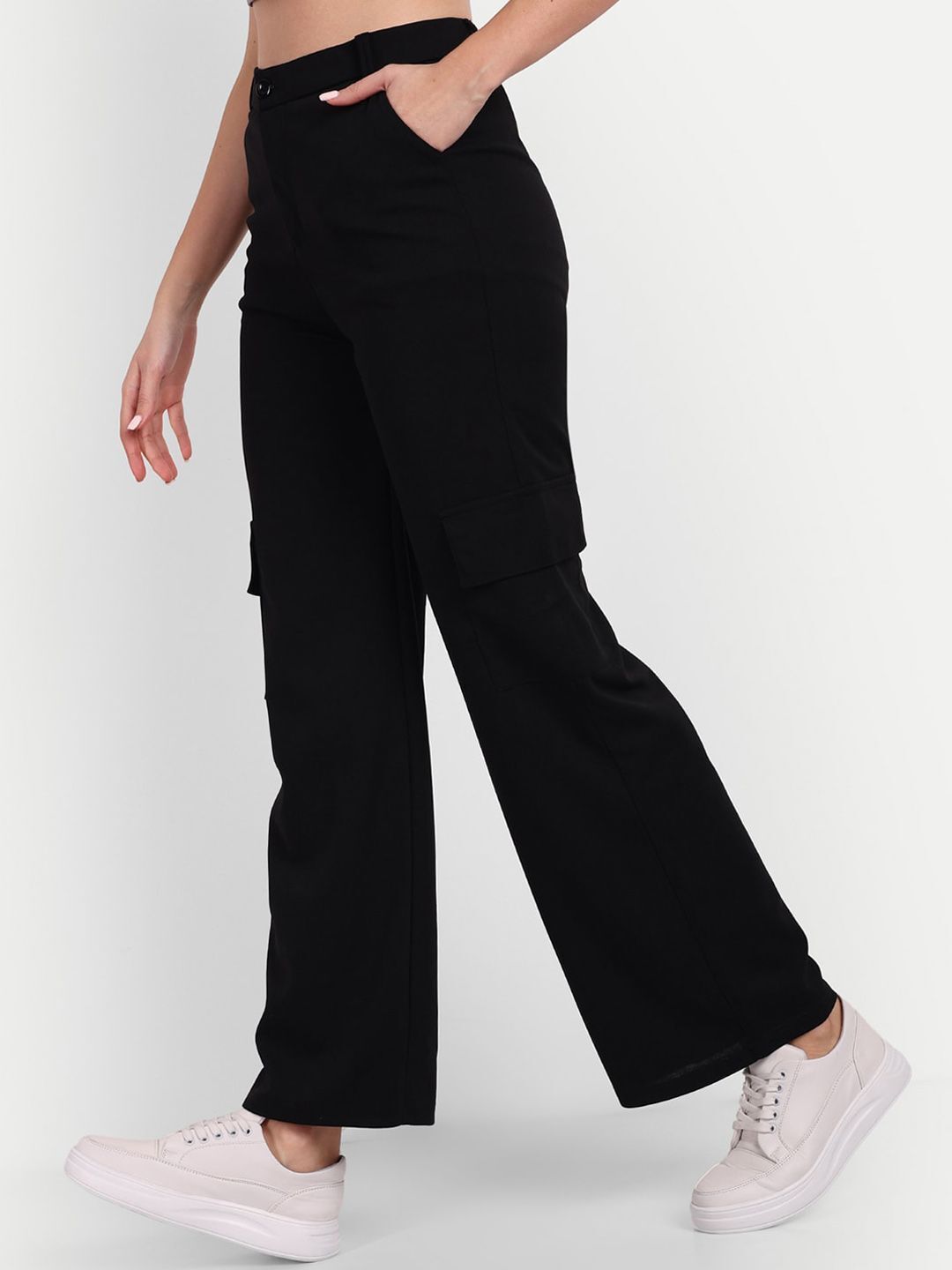 broadstar Women Loose Fit Black Lycra Blend Trousers-picture-26