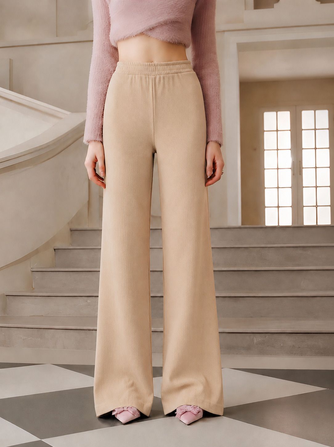 tromko Women Regular Fit Beige Cotton Blend Trousers-picture-18