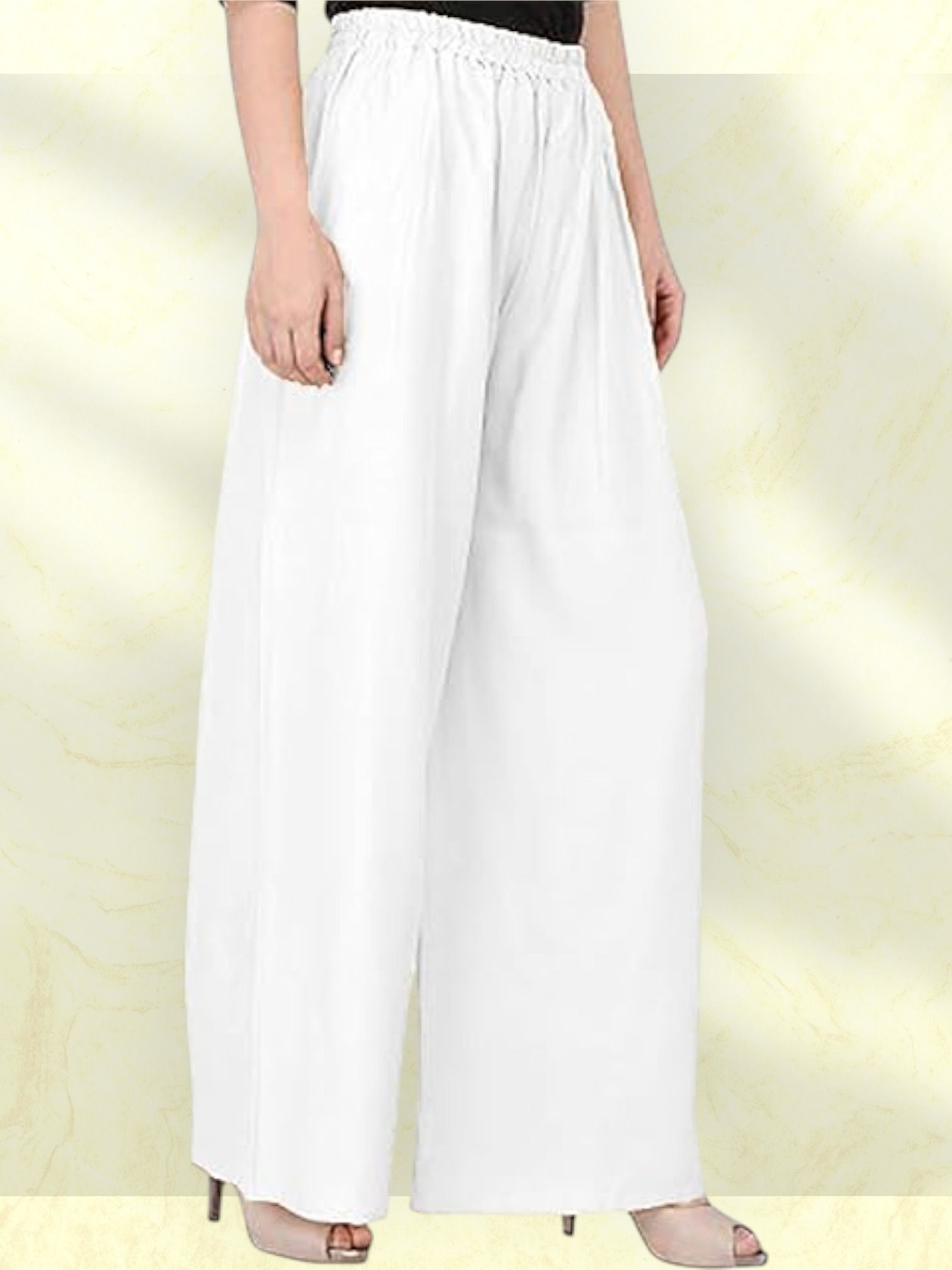 acd Women Comfort Fit White Viscose Rayon Trousers-picture-21