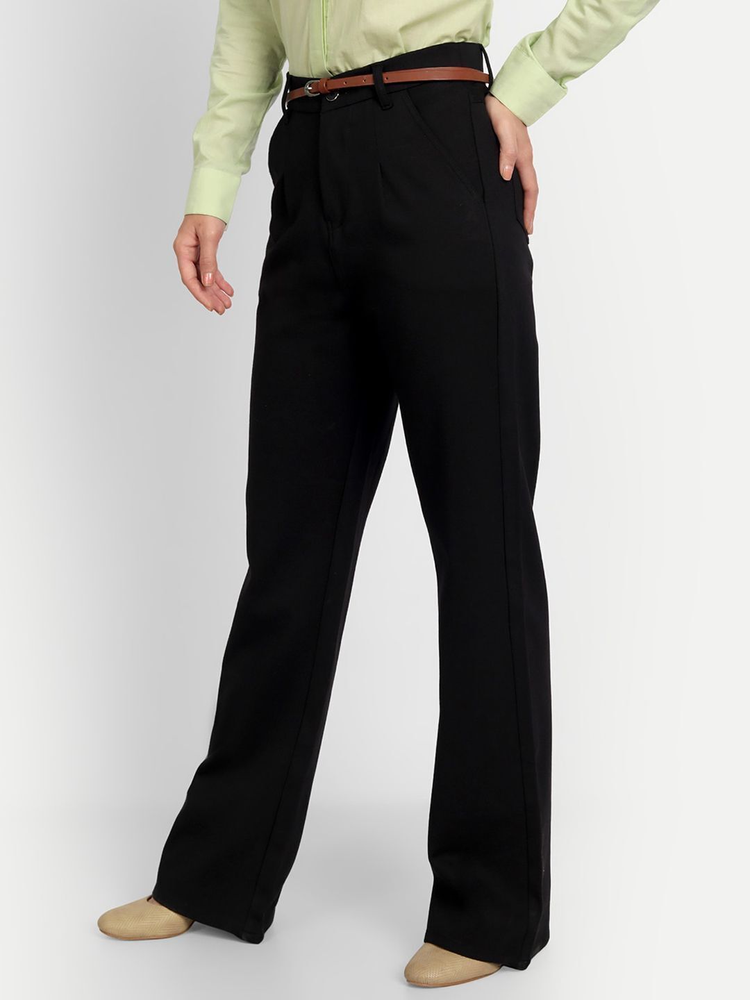 broadstar Women Loose Fit Black Lycra Blend Trousers-picture-48