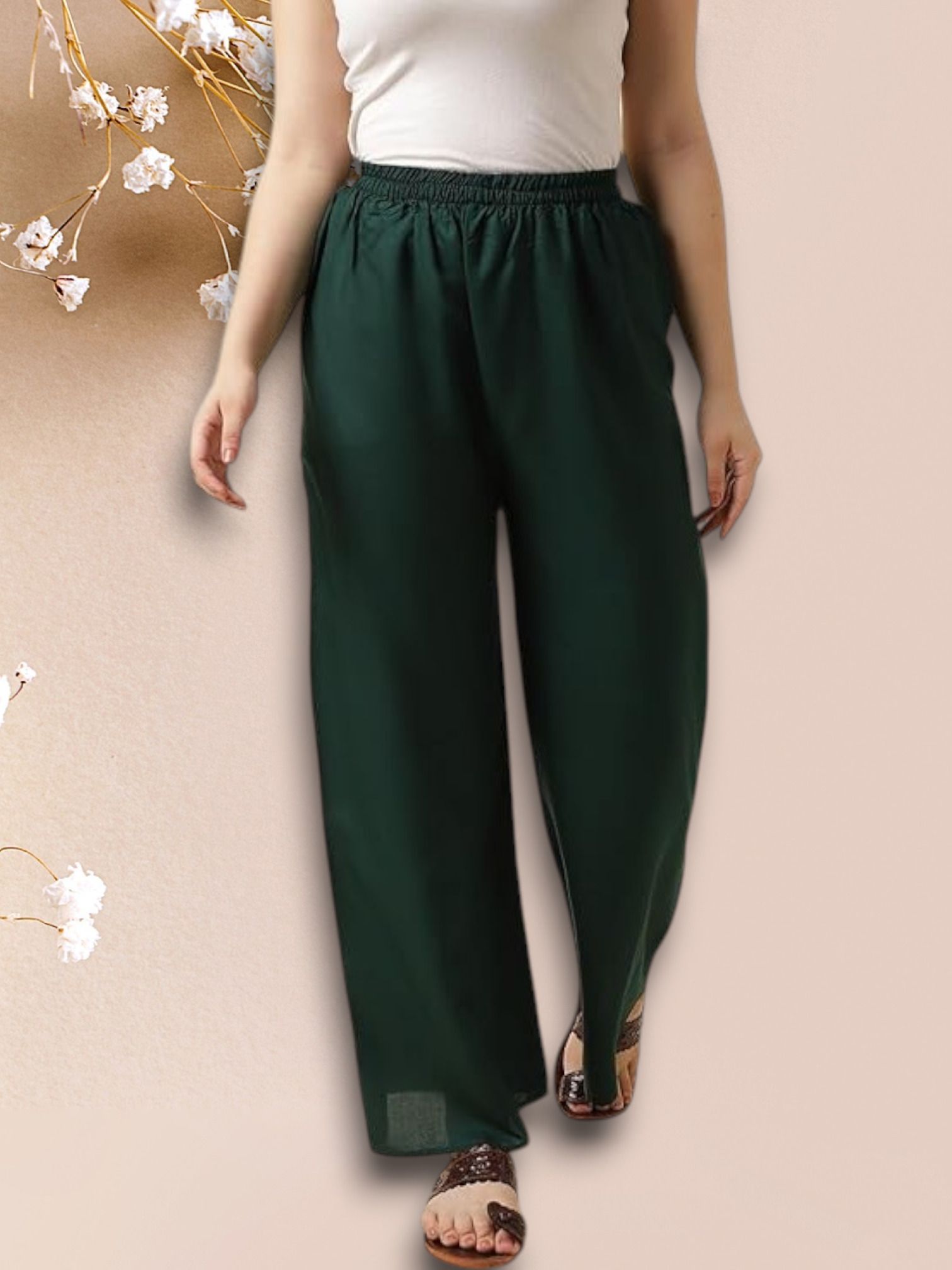 acd Women Comfort Fit Green Viscose Rayon Trousers-picture-38