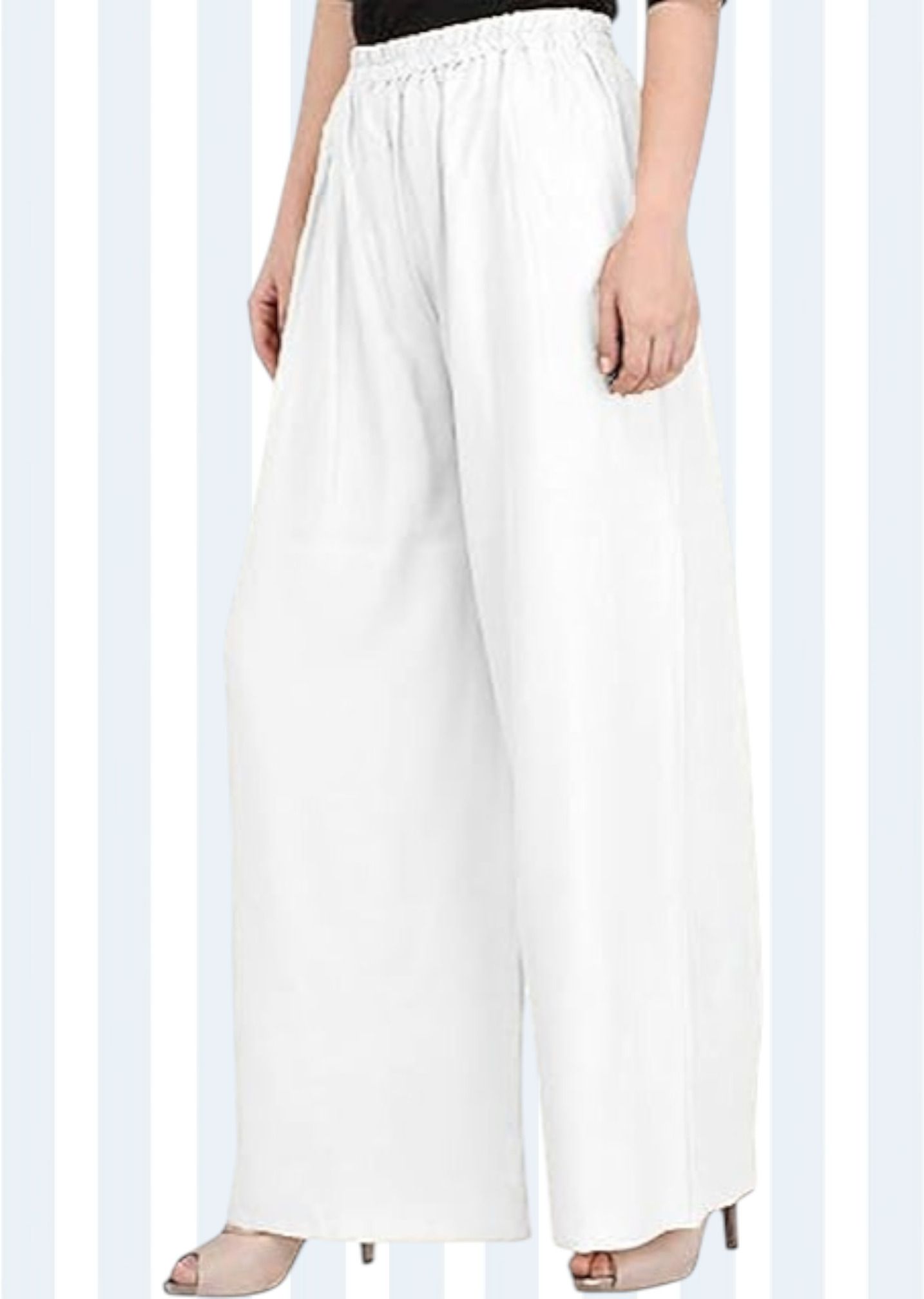 acd Women Comfort Fit White Viscose Rayon Trousers-picture-1