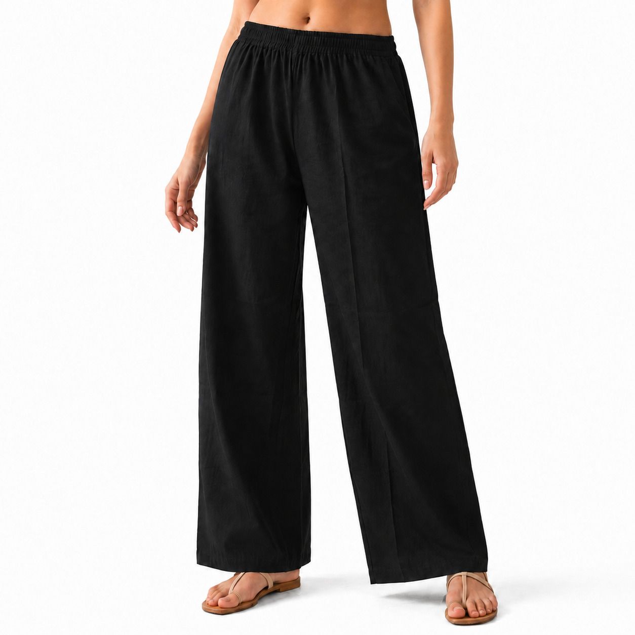 avasthita Women Loose Fit, Relaxed Black Pure Cotton Trousers-picture-25