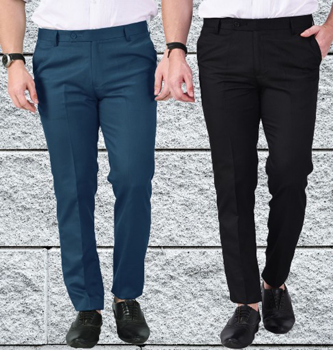 Pack of 2 Men Regular Fit Multicolor Viscose Rayon Trousers-image-19