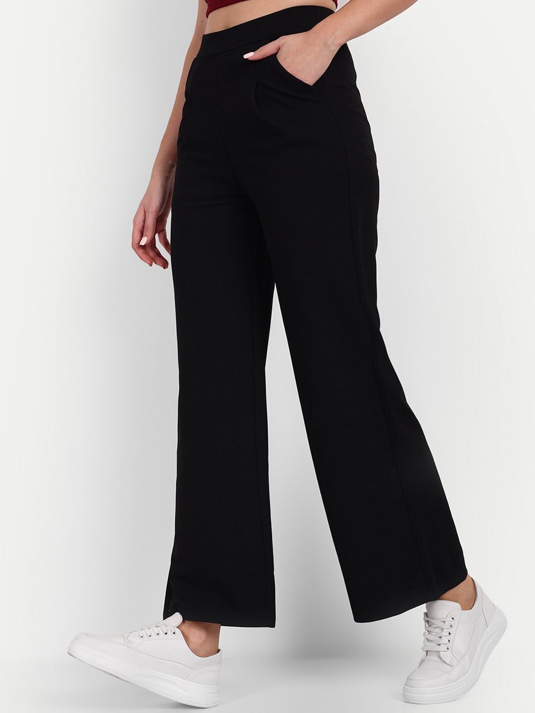 broadstar Women Loose Fit Black Lycra Blend Trousers-picture-44