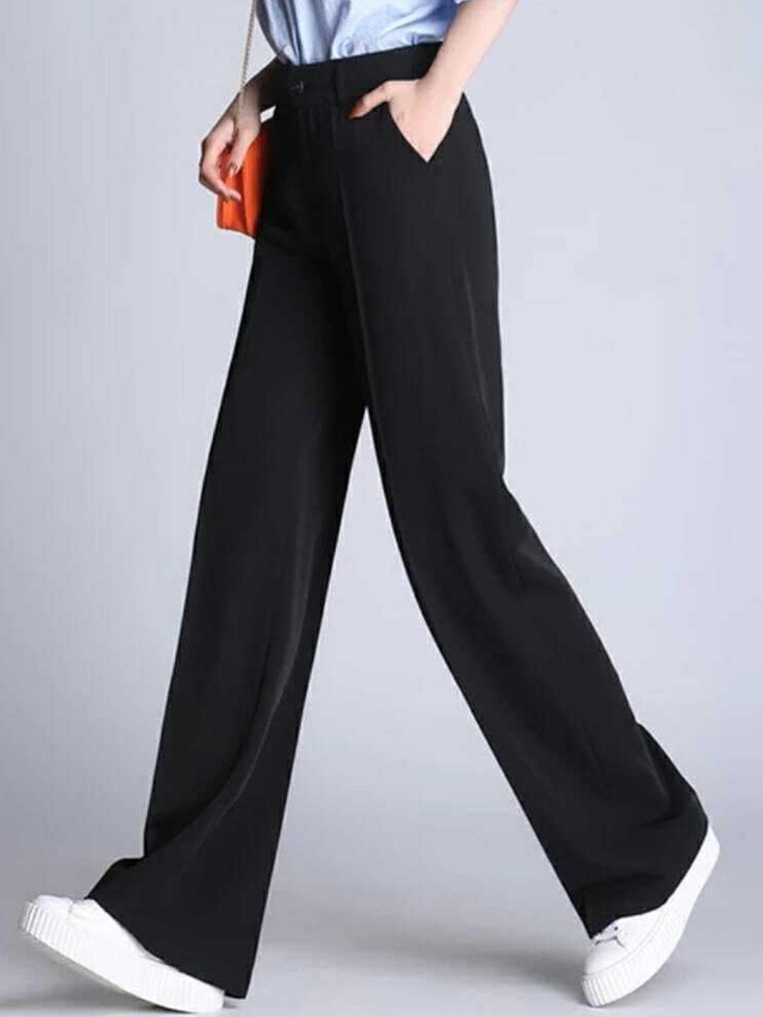 broadstar Women Loose Fit Black Lycra Blend Trousers-picture-42