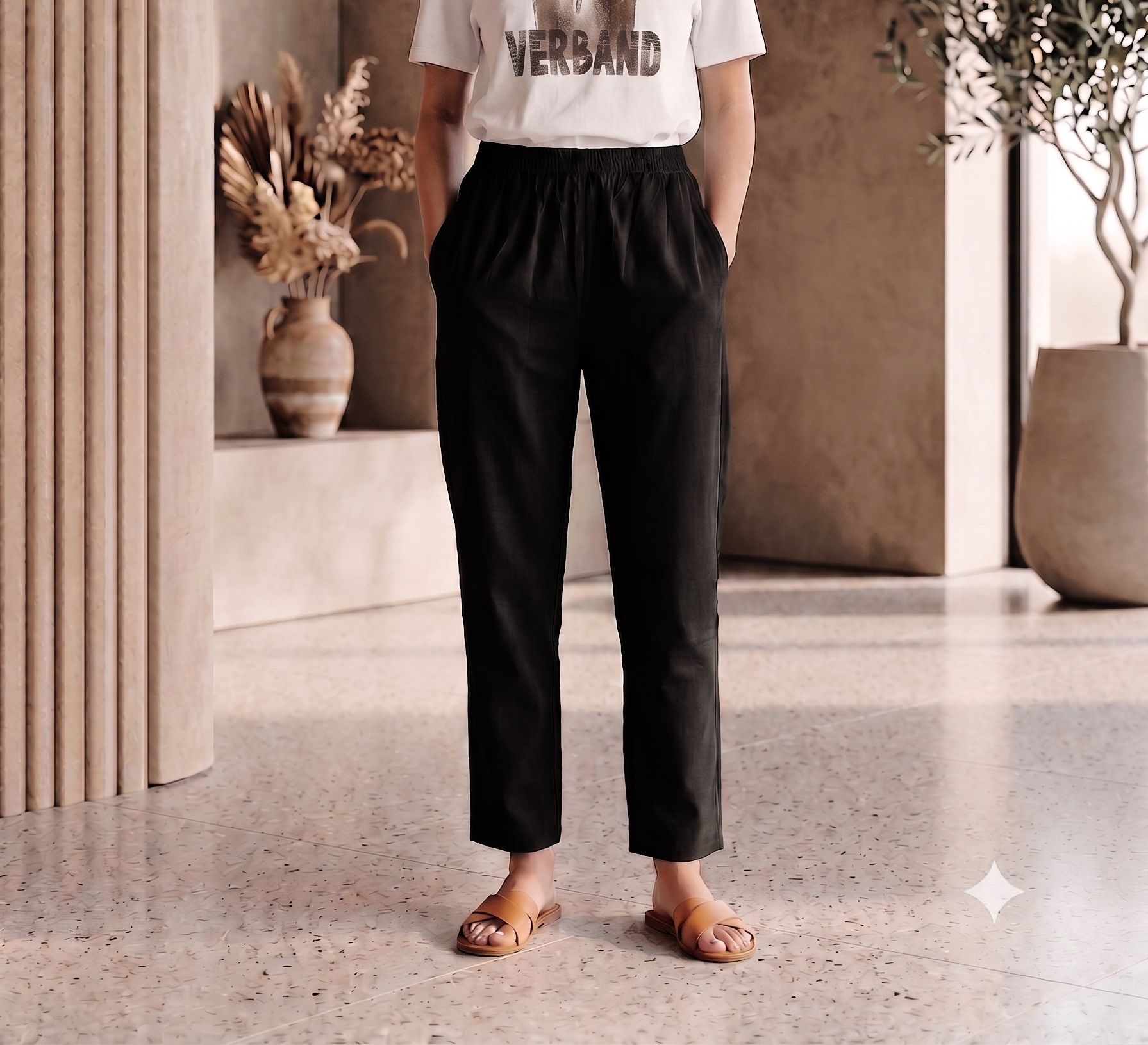 mahi creation Women Loose Fit Black Pure Cotton Trousers-picture-0
