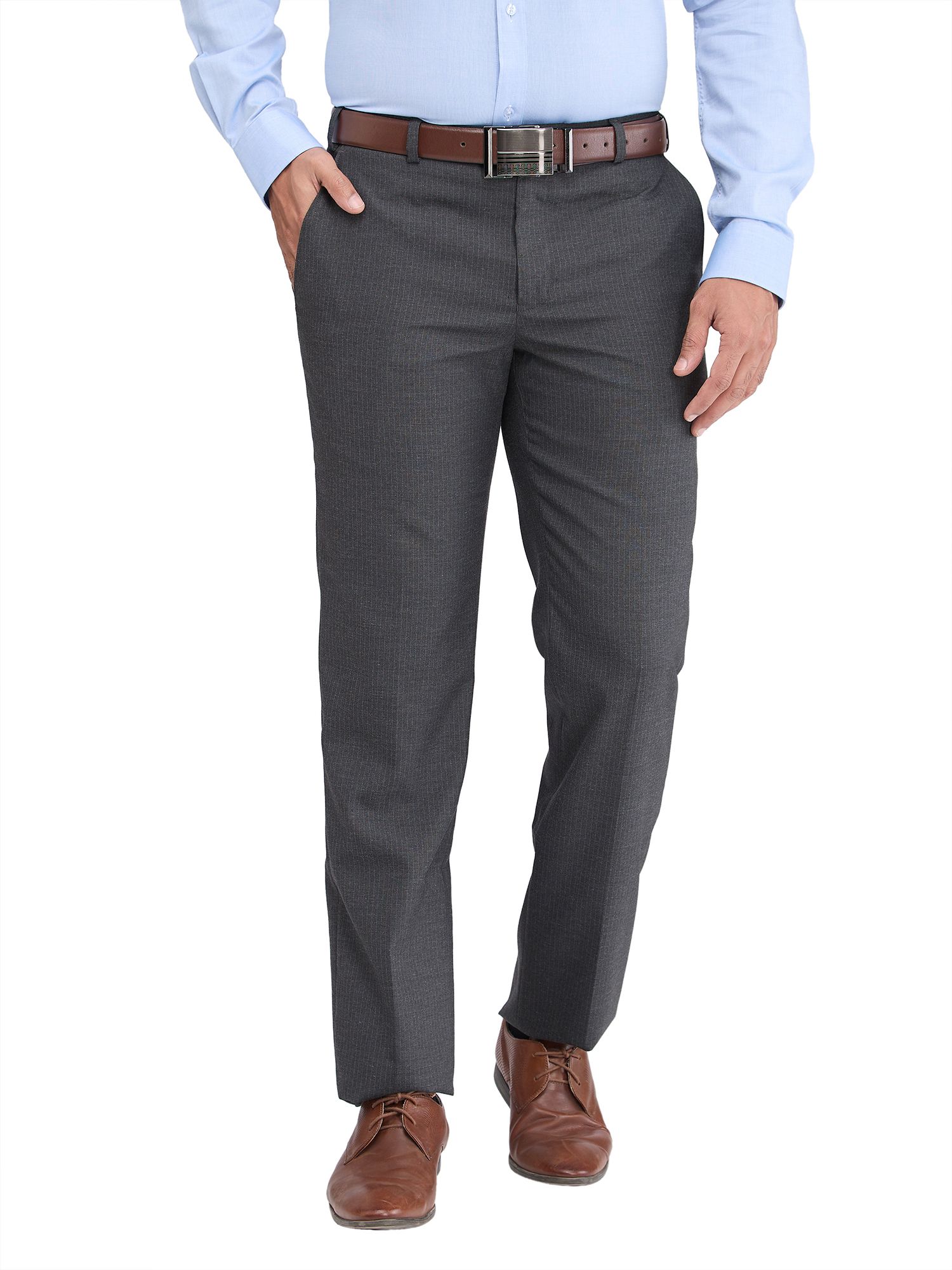 park avenue Men Regular Fit Grey Polyester Trousers-picture-18
