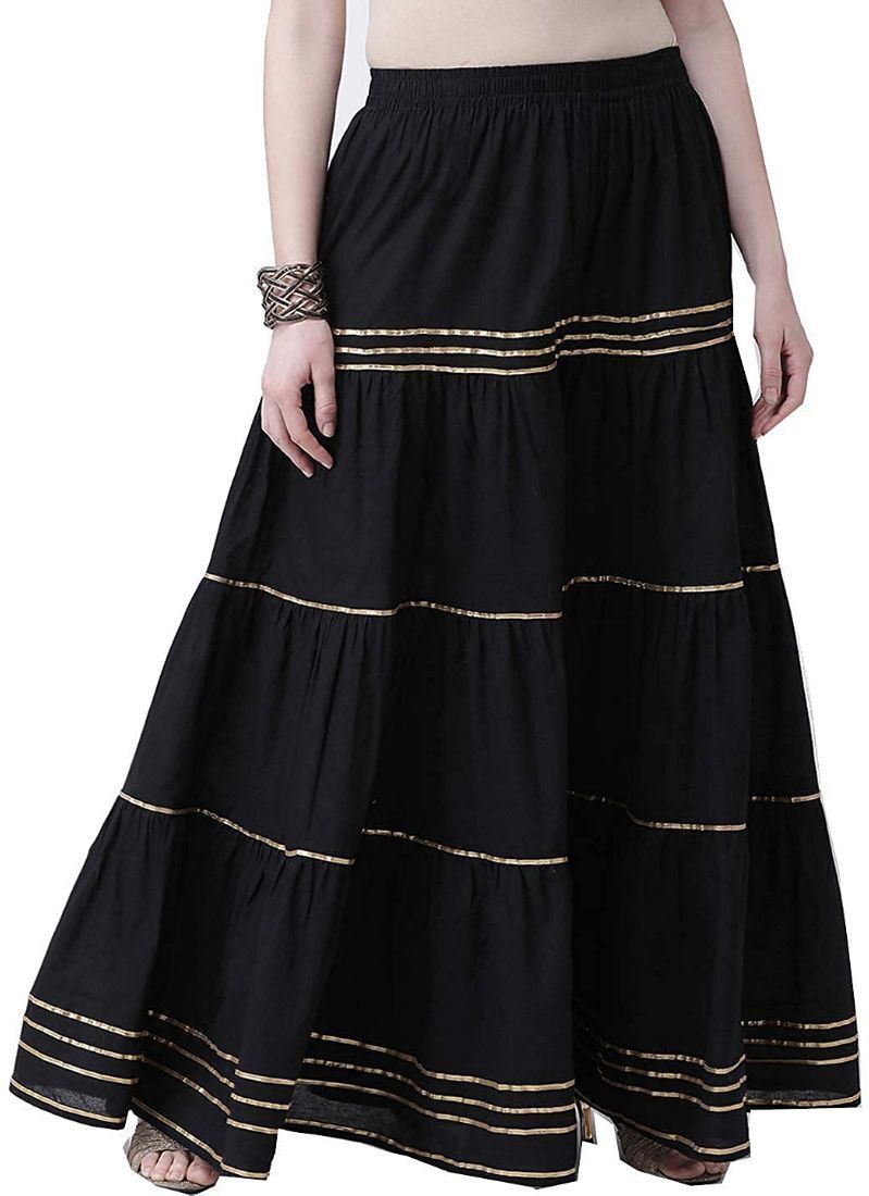 Women Flared Black Viscose Rayon Trousers