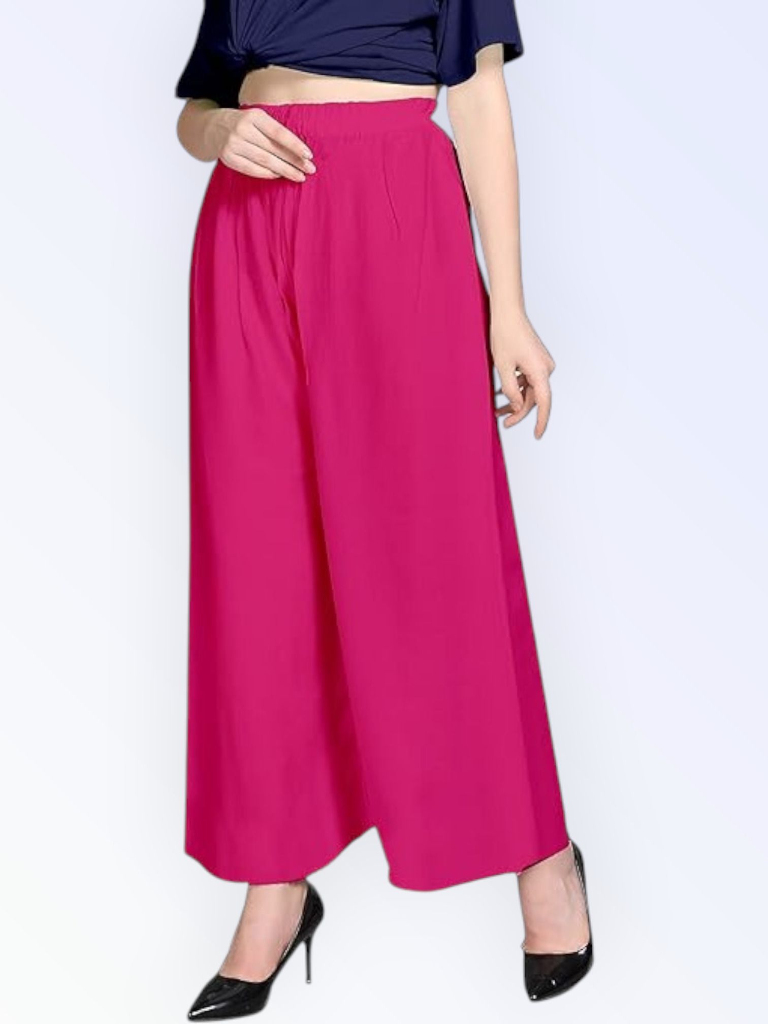 acd Women Comfort Fit Pink Viscose Rayon Trousers-picture-0