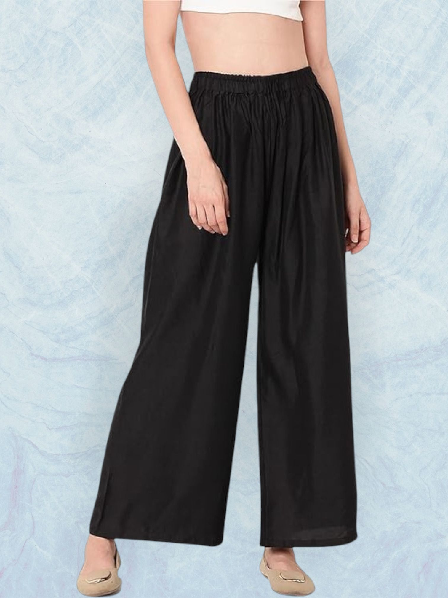 Women Comfort Fit Black Viscose Rayon Trousers-image-7