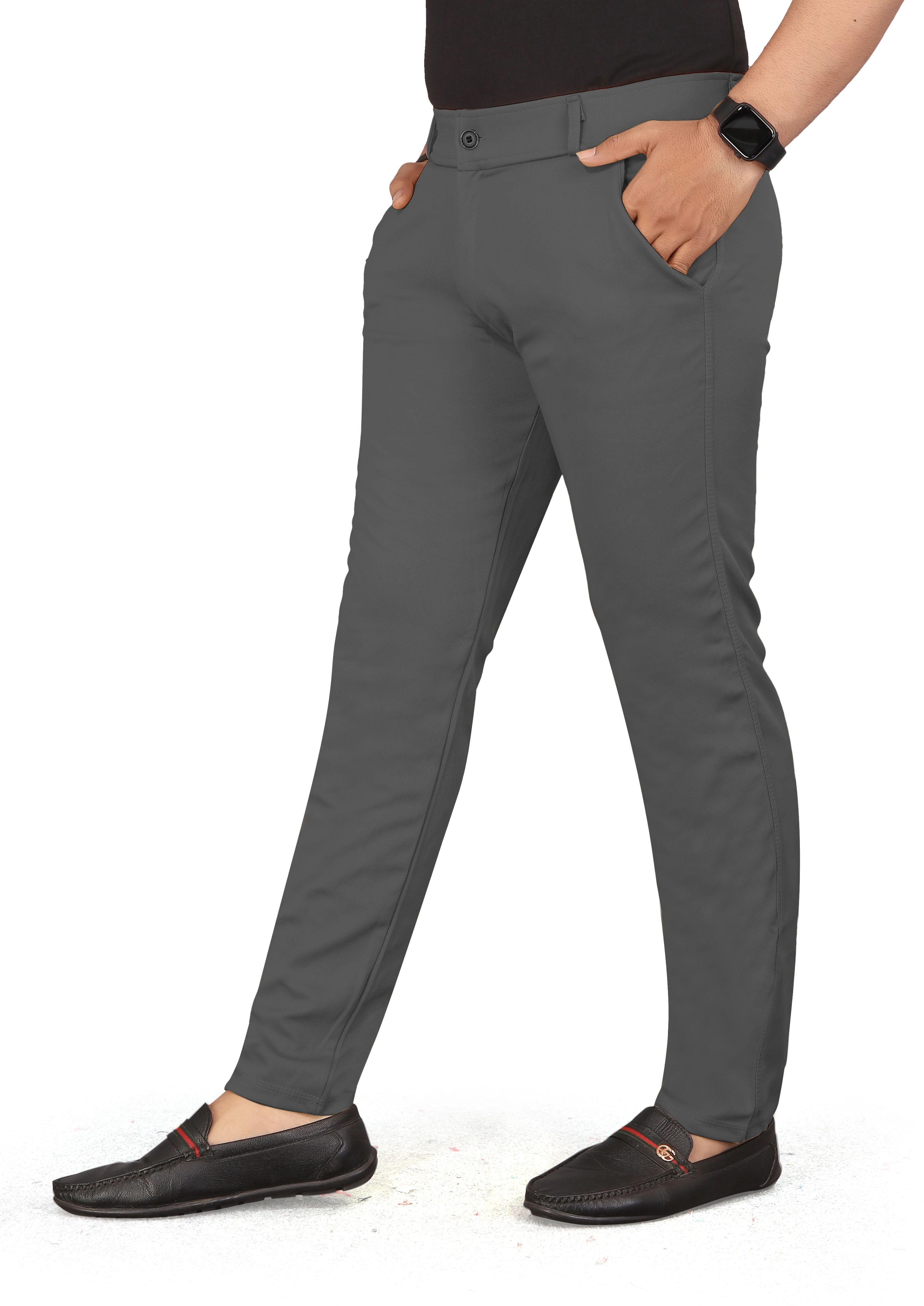 bidatsh trend Men Slim Fit Grey Lycra Blend Trousers-picture-16