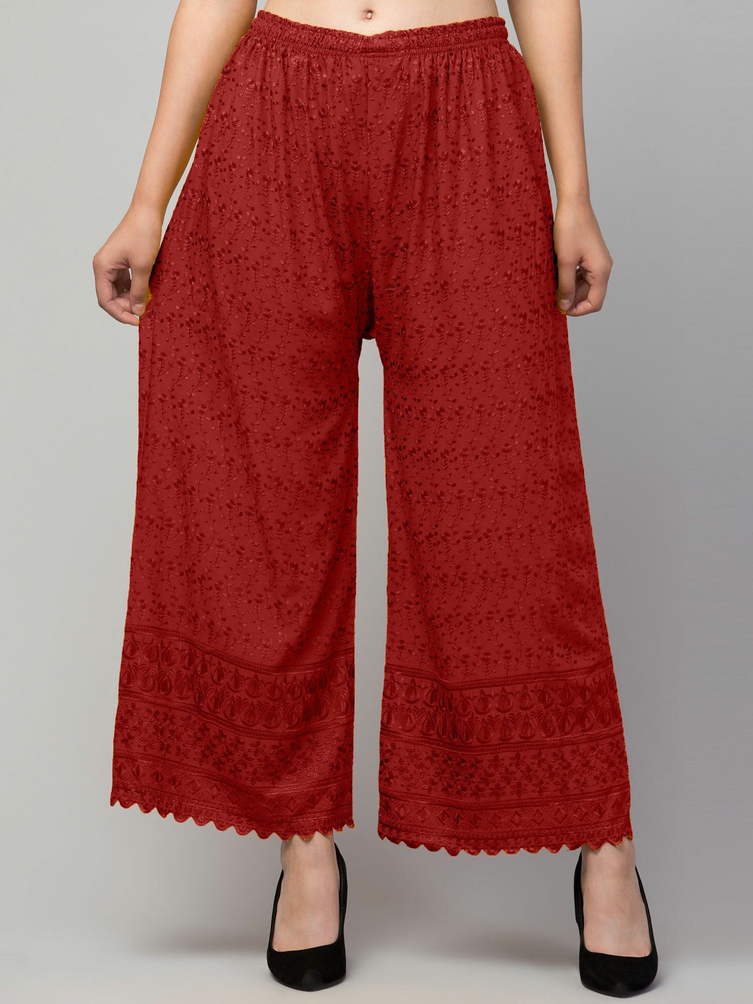 Women Relaxed Maroon Viscose Rayon Trousers-image-38