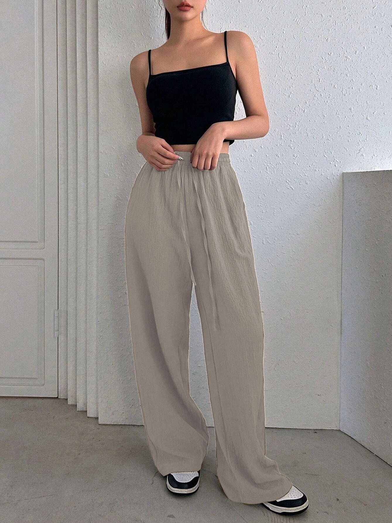 leriya fashion Women Regular Fit Grey Cotton Blend Trousers-picture-14