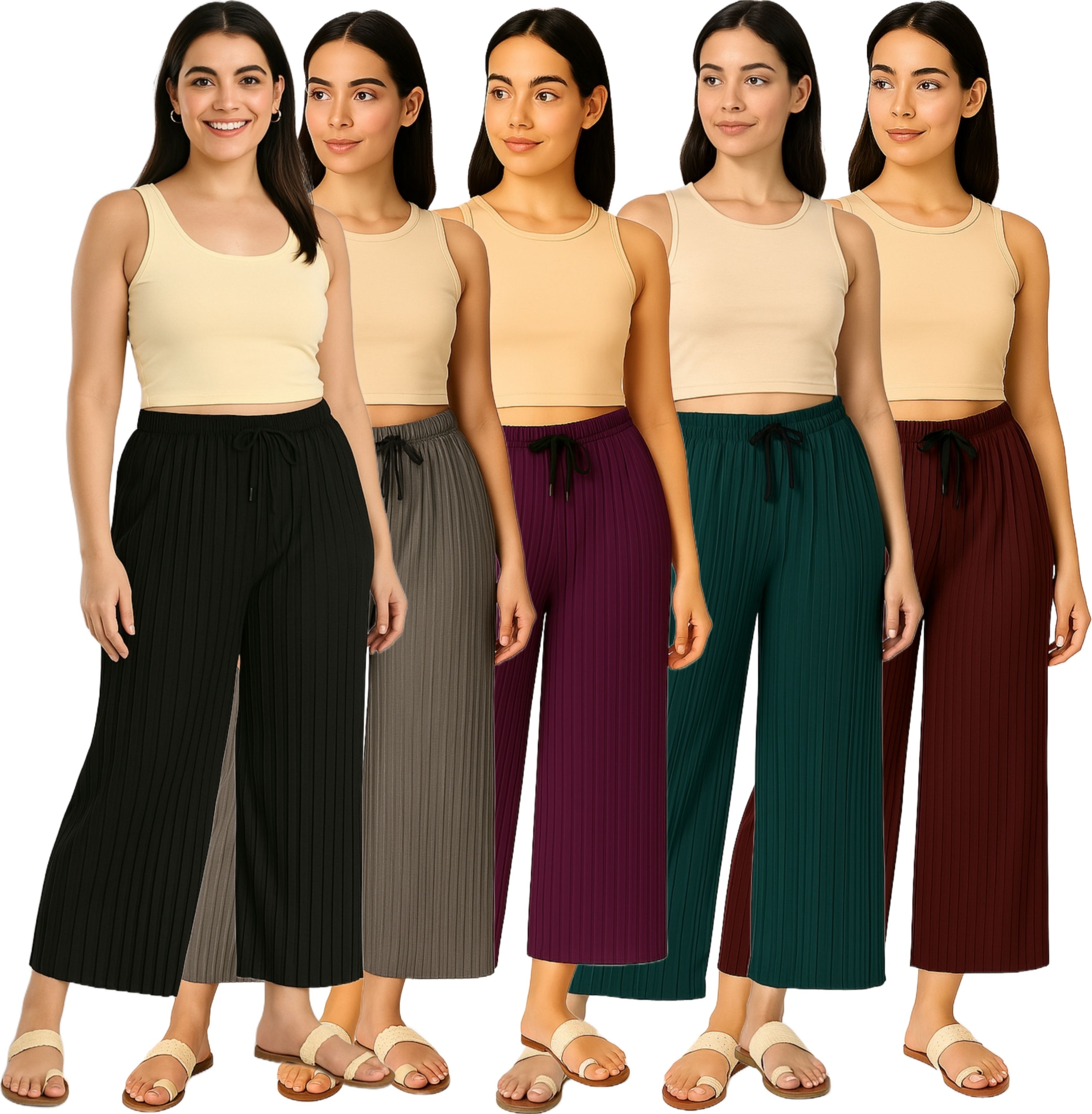 Pack of 5 Women Regular Fit Multicolor Lycra Blend Trousers