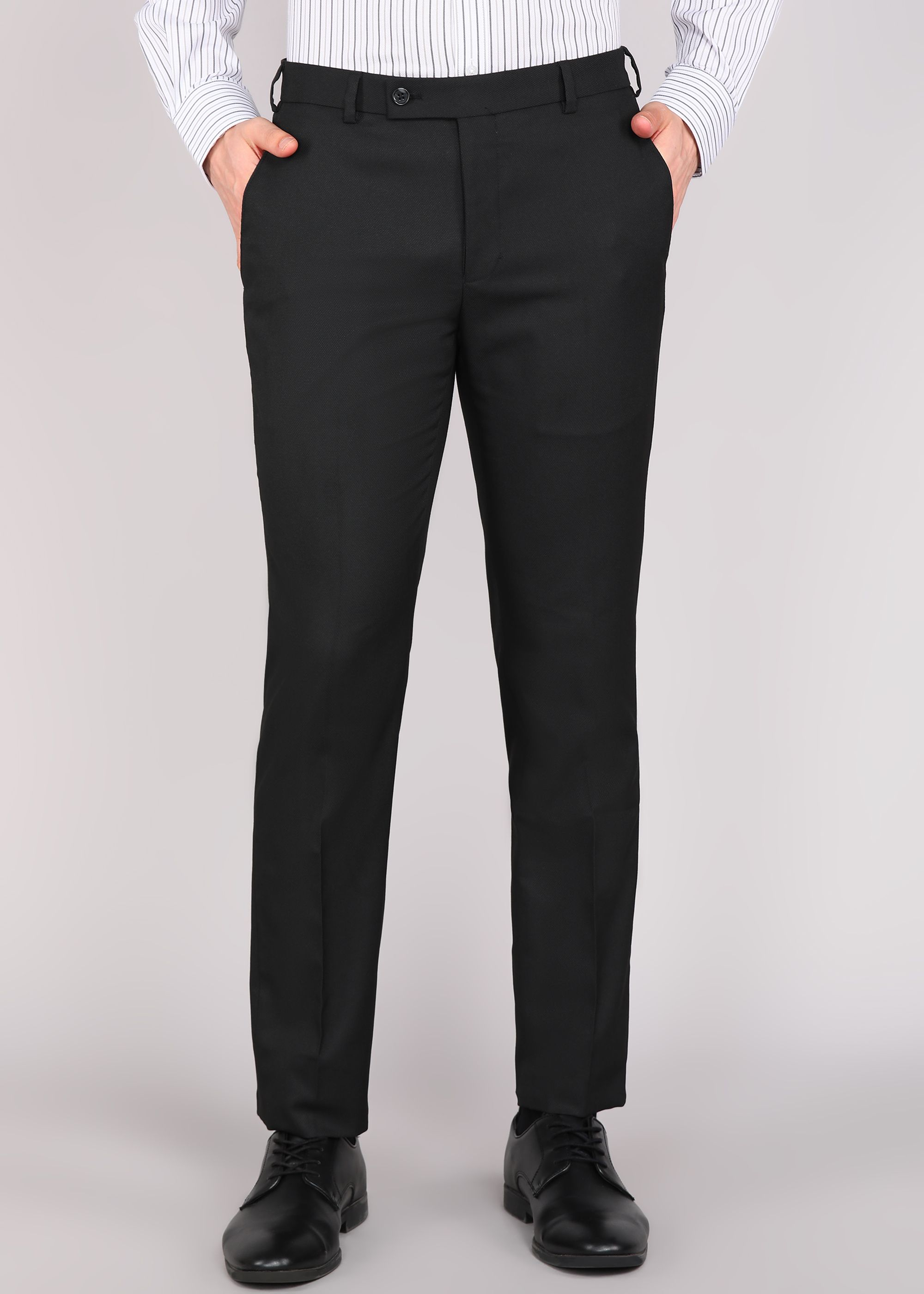 raymond Men Slim Fit Black Polyester Trousers-picture-13