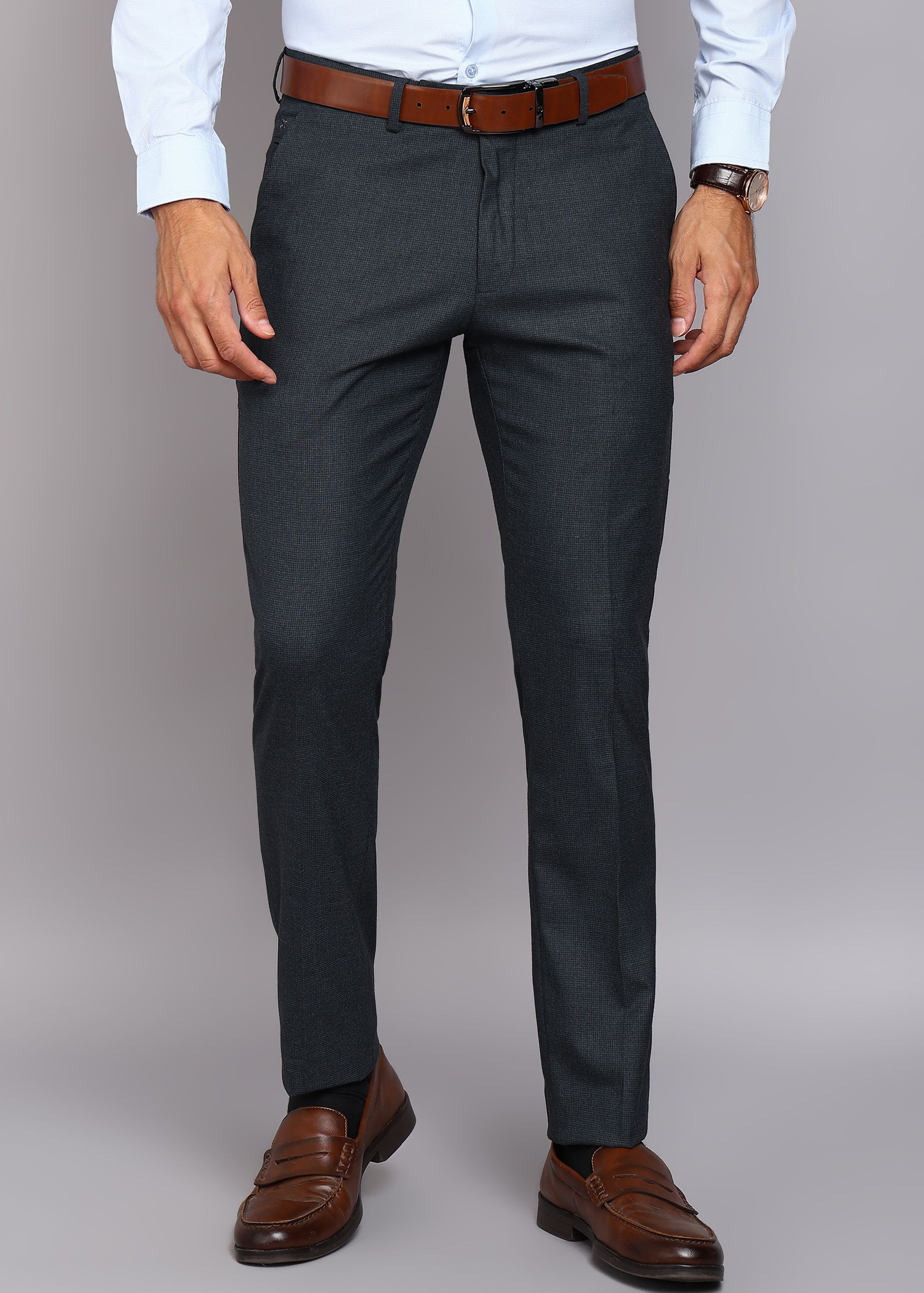 killer Men Slim Fit Dark Blue Cotton Blend Trousers-picture-46