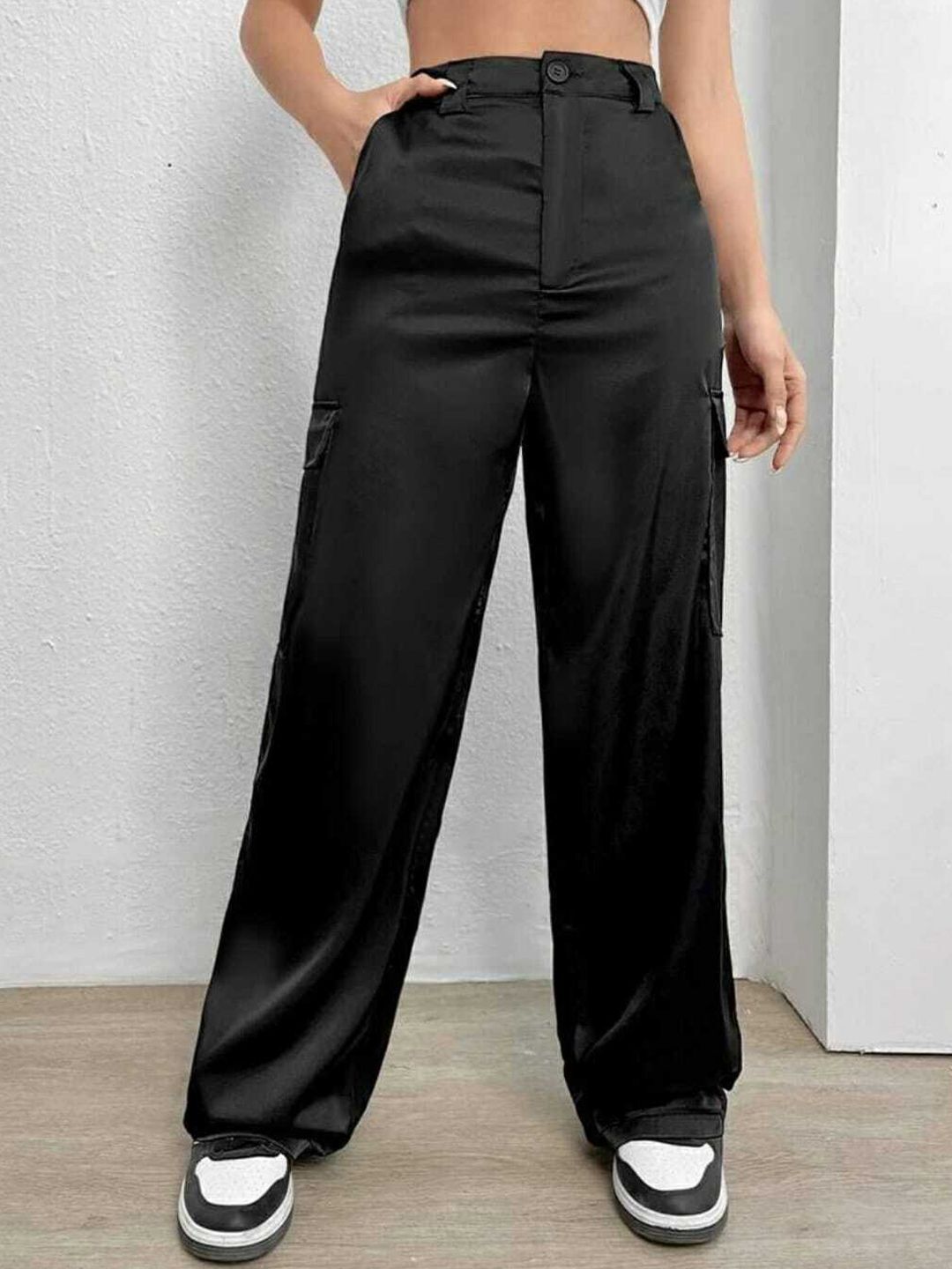 broadstar Women Loose Fit Black Lycra Blend Trousers-picture-33