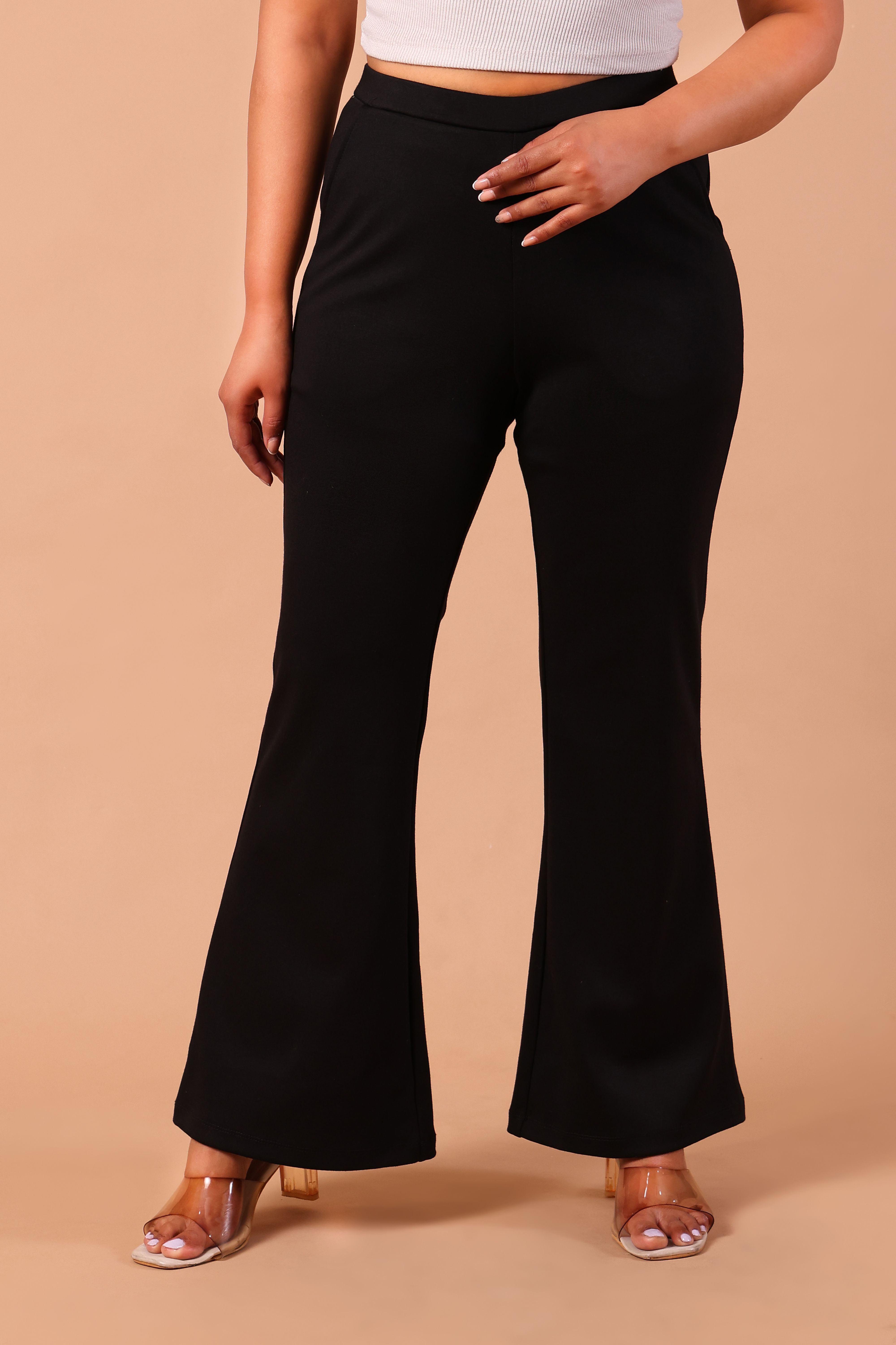 Women Straight Fit Black Viscose Rayon Trousers-image-14