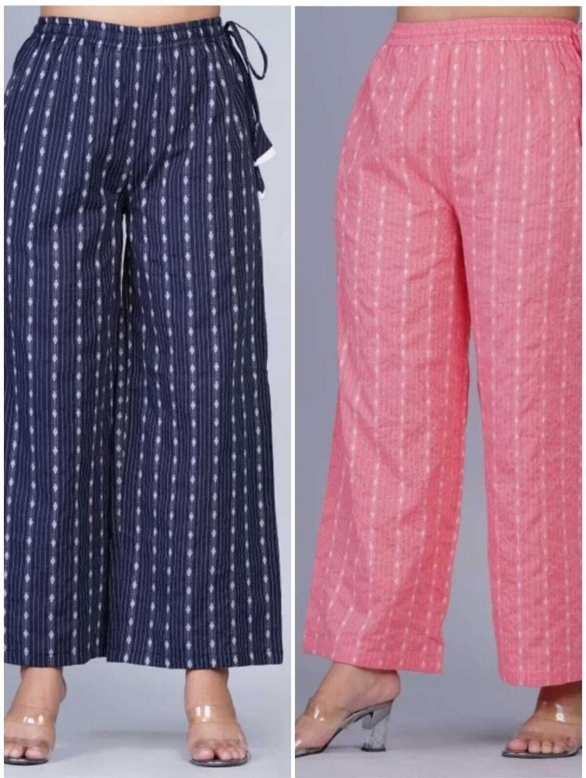 Pack of 2 Women Regular Fit Multicolor Pure Cotton Trousers-image-33