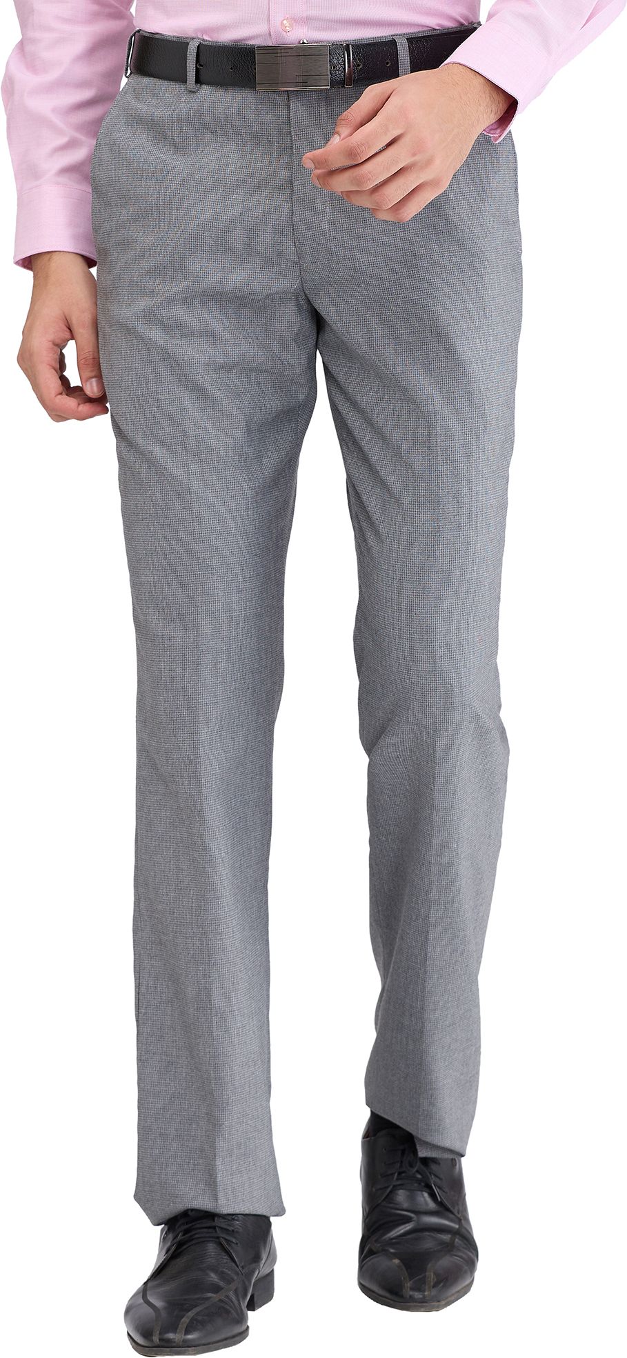 park avenue Men Regular Fit Grey Polyester Trousers-picture-20