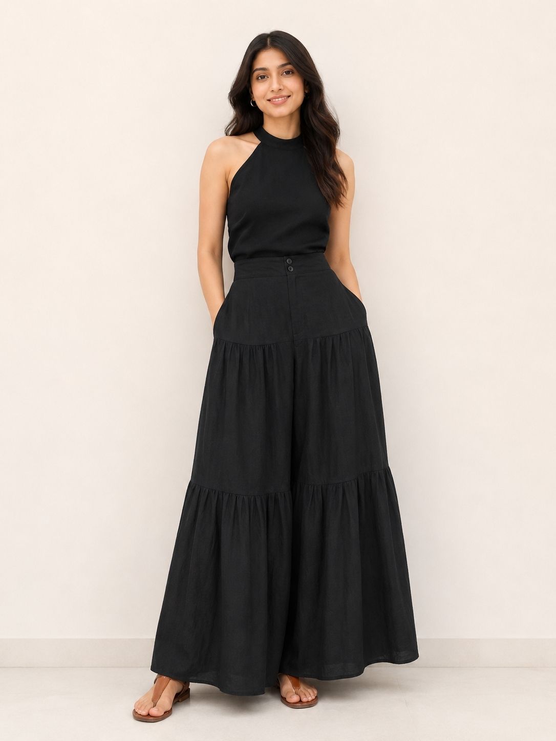 Solid Linen Women Harem Pants-image-31
