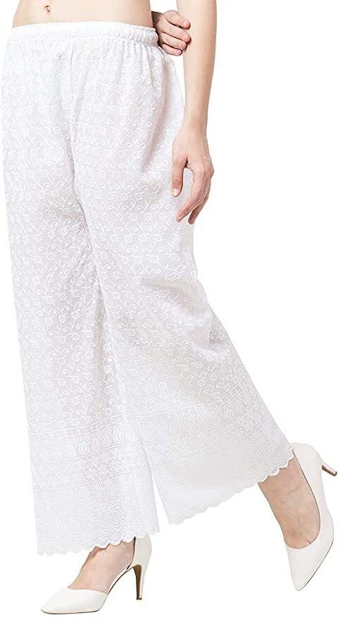 unique look Women Loose Fit White Cotton Blend Trousers-picture-24