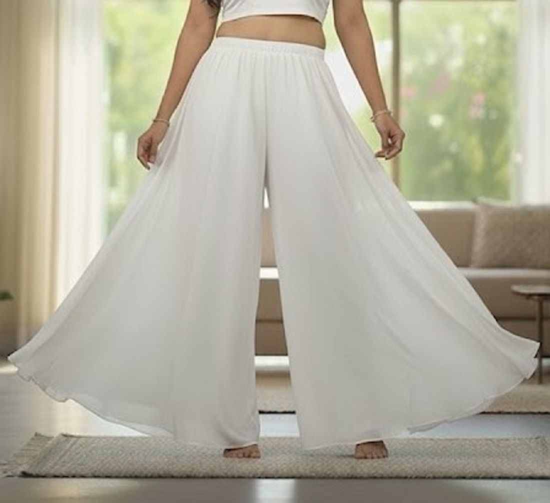 farden Women Relaxed White Georgette Trousers-picture-46