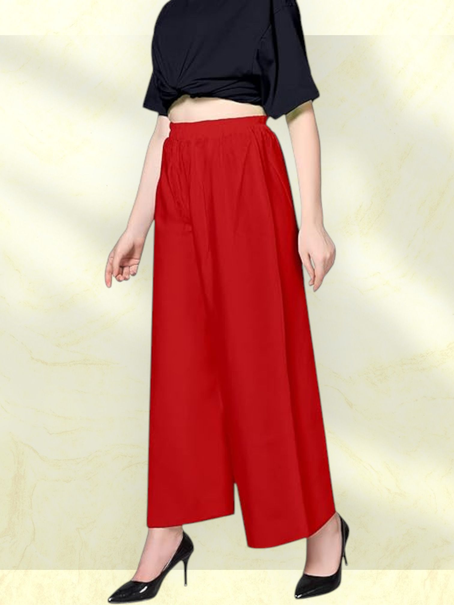 acd Women Comfort Fit Red Viscose Rayon Trousers-picture-49