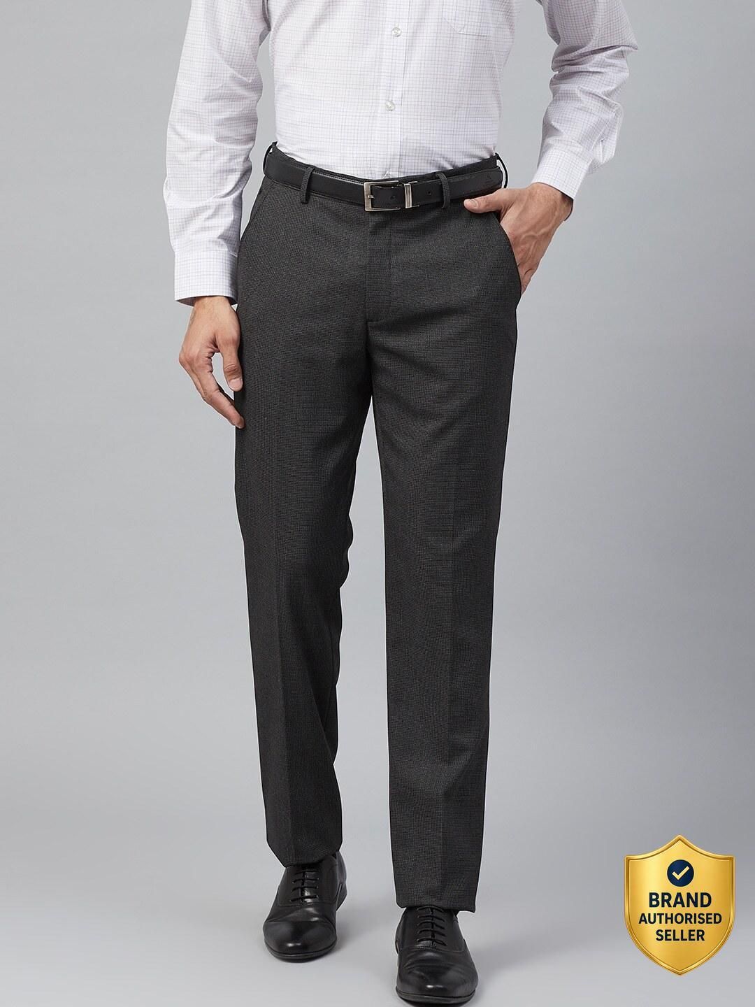 louis philippe Formal Flat Front Men Slim Fit Black Polyester Trousers-picture-15