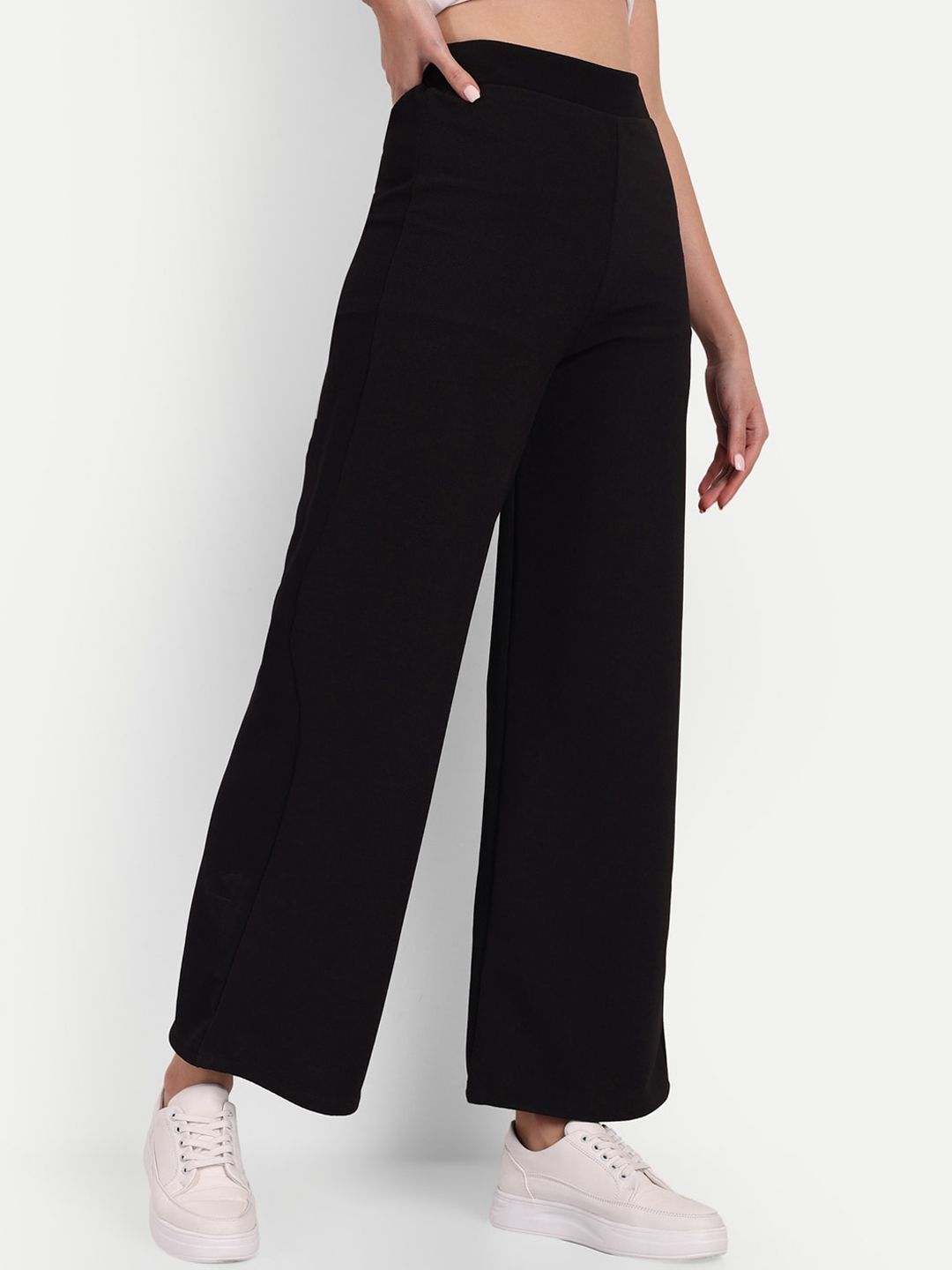broadstar Women Loose Fit Black Lycra Blend Trousers-picture-29