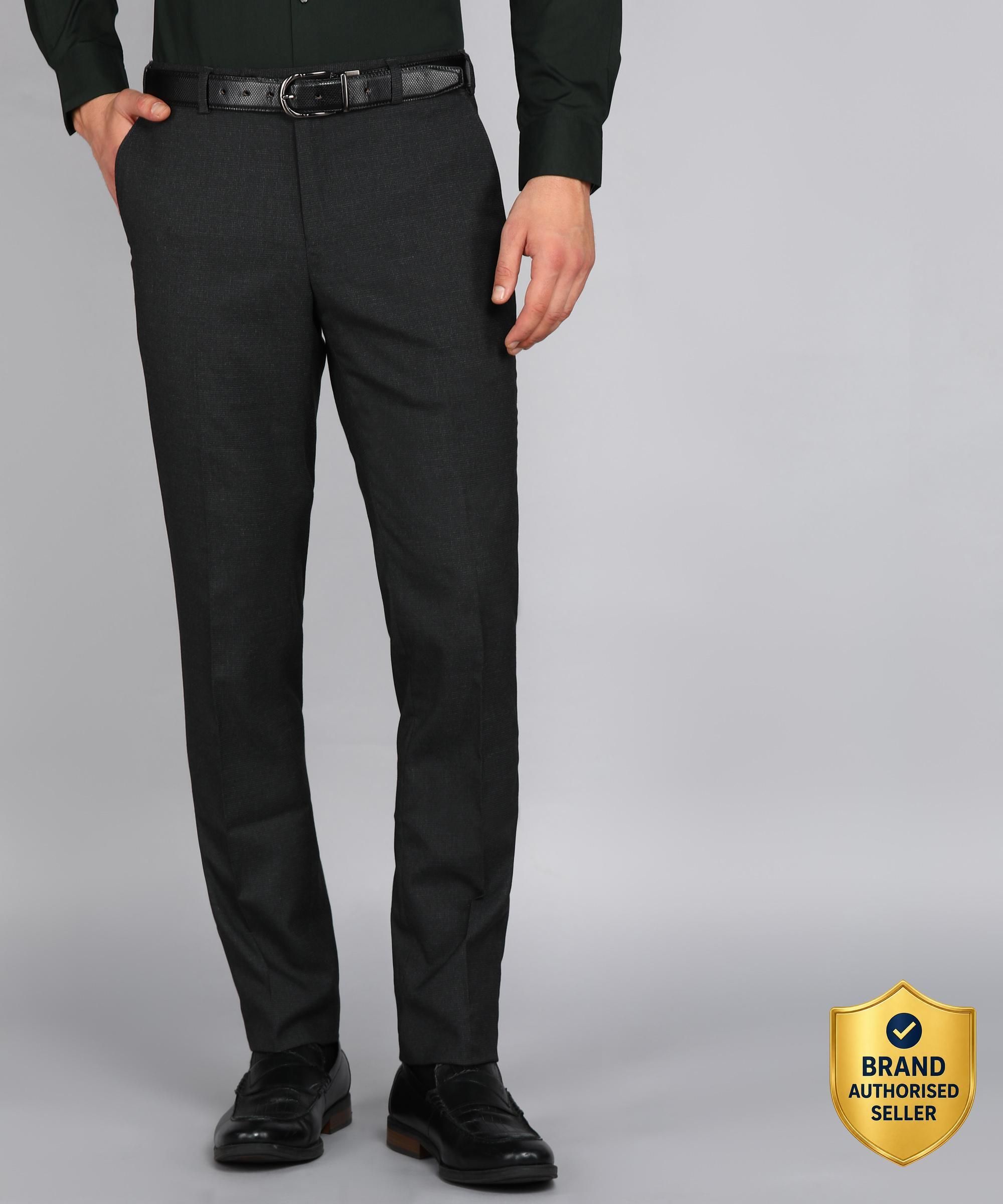 Men Slim Fit Grey Polyester Trousers-image-11