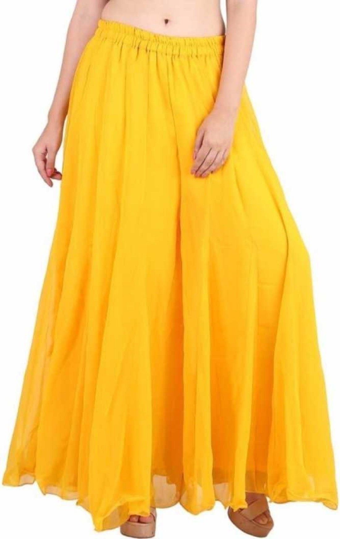 farden Women Flared Yellow Georgette Trousers-picture-15