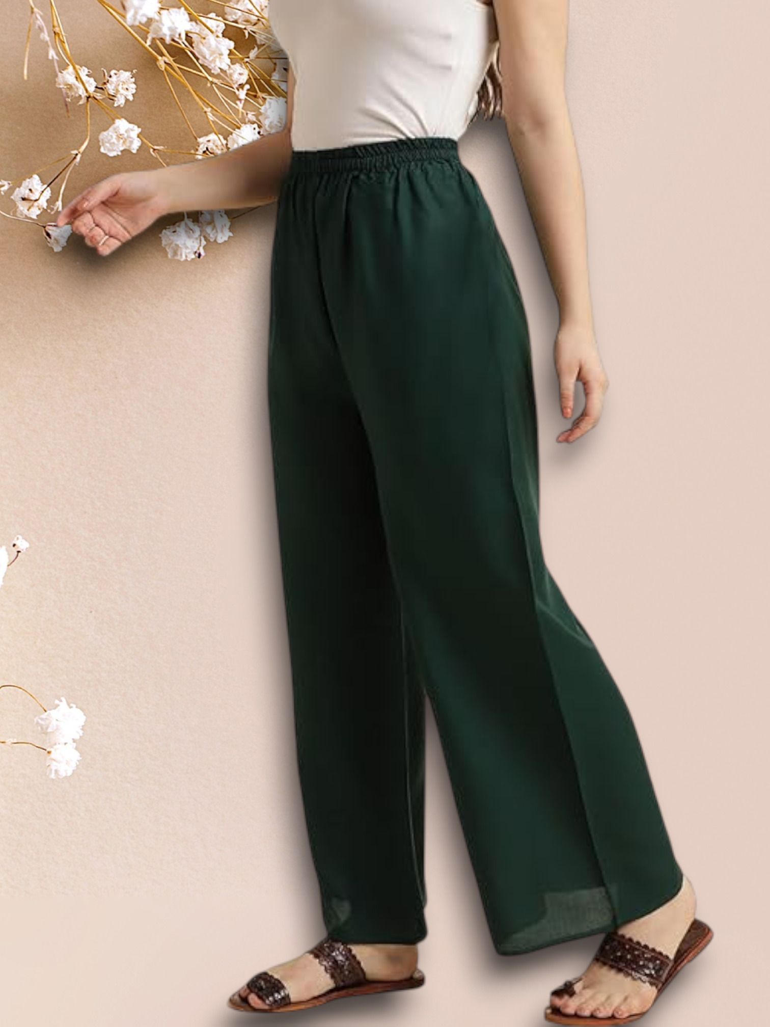 acd Women Comfort Fit Green Viscose Rayon Trousers-picture-24