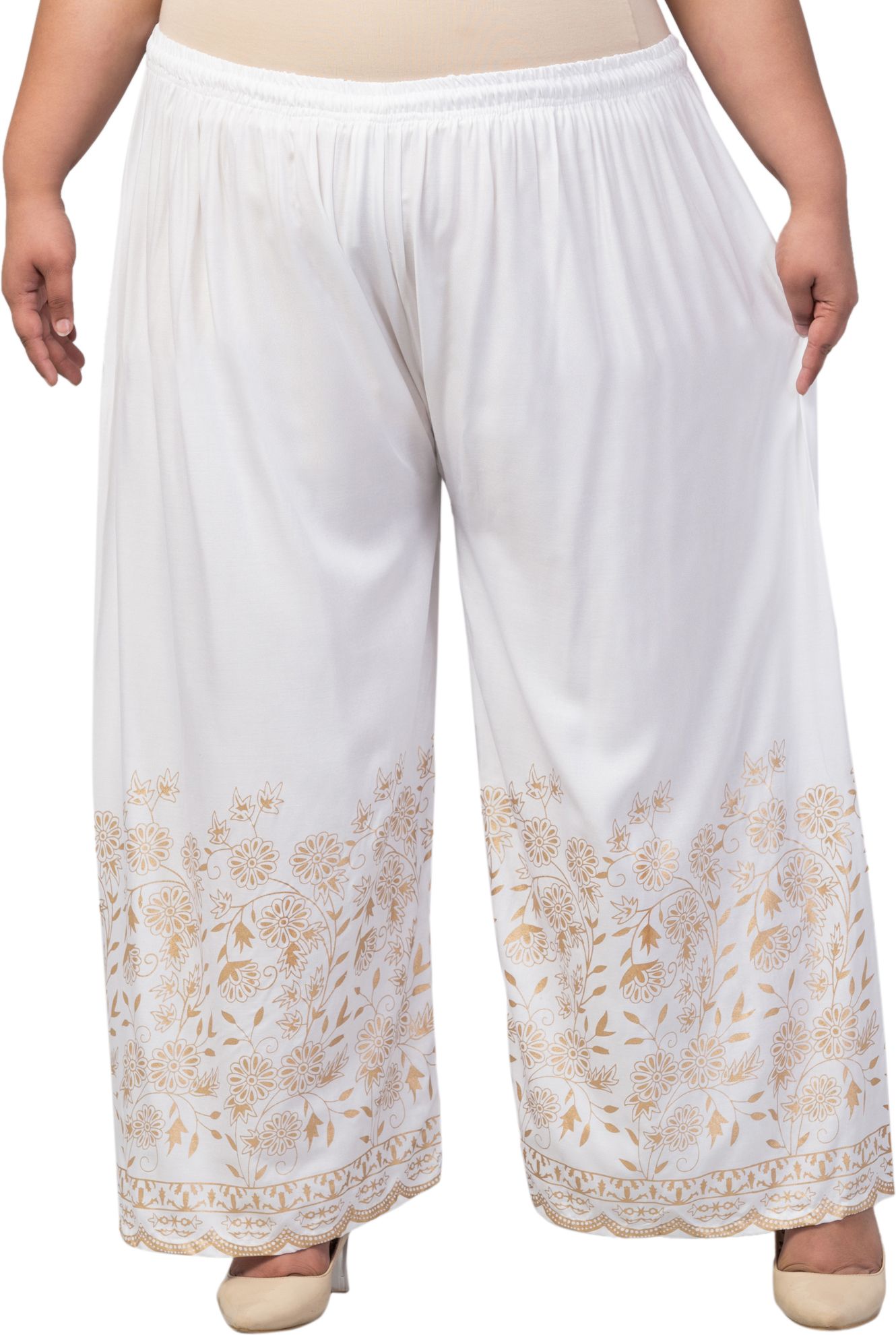 vizcon hub Women Flared White Viscose Rayon Trousers-picture-45
