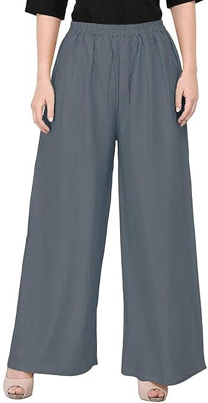 Women Regular Fit Grey Cotton Blend Trousers-image-47