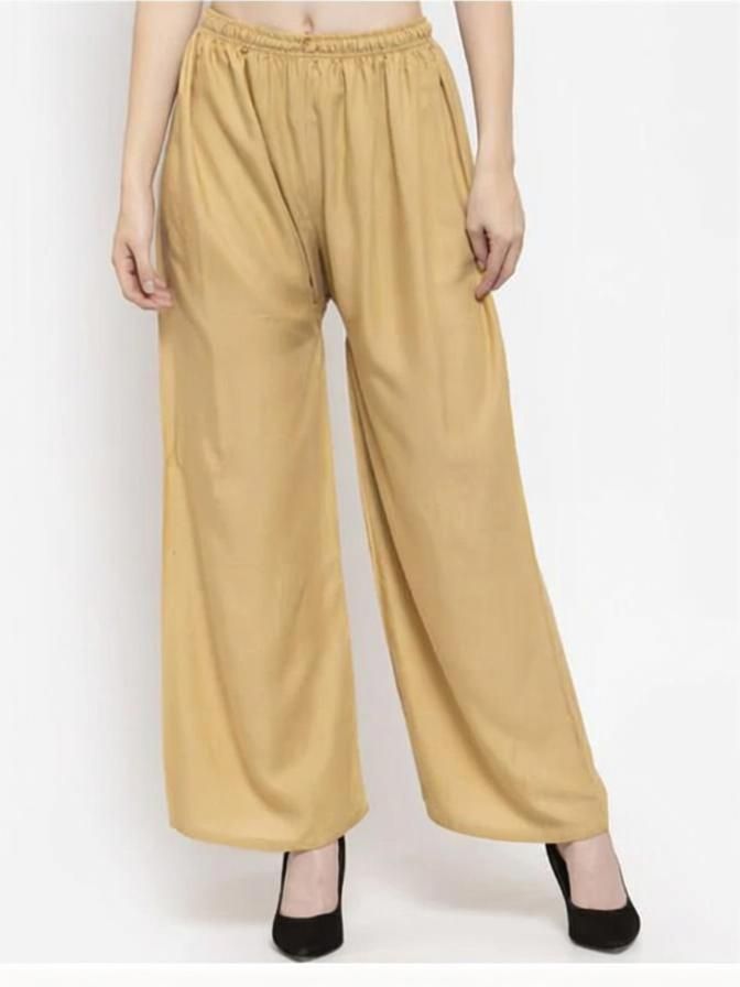 style premium Women Flared Beige Viscose Rayon Trousers-picture-38