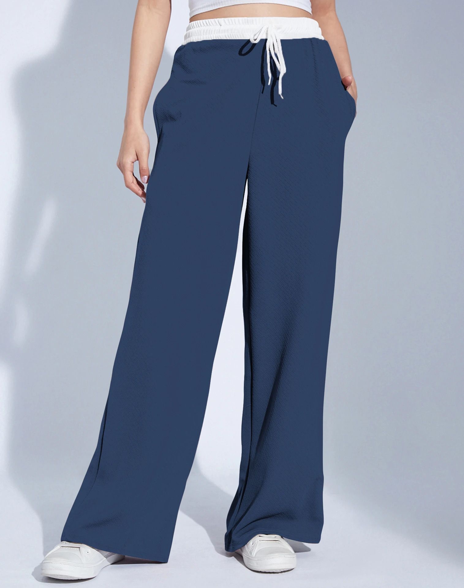 selvia Women Relaxed Blue Lycra Blend Trousers-picture-16