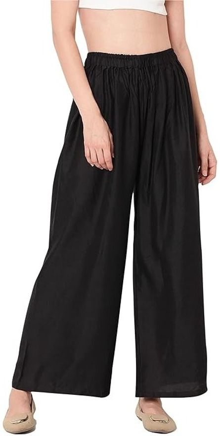 Women Comfort Fit Black Viscose Rayon Trousers-image-44